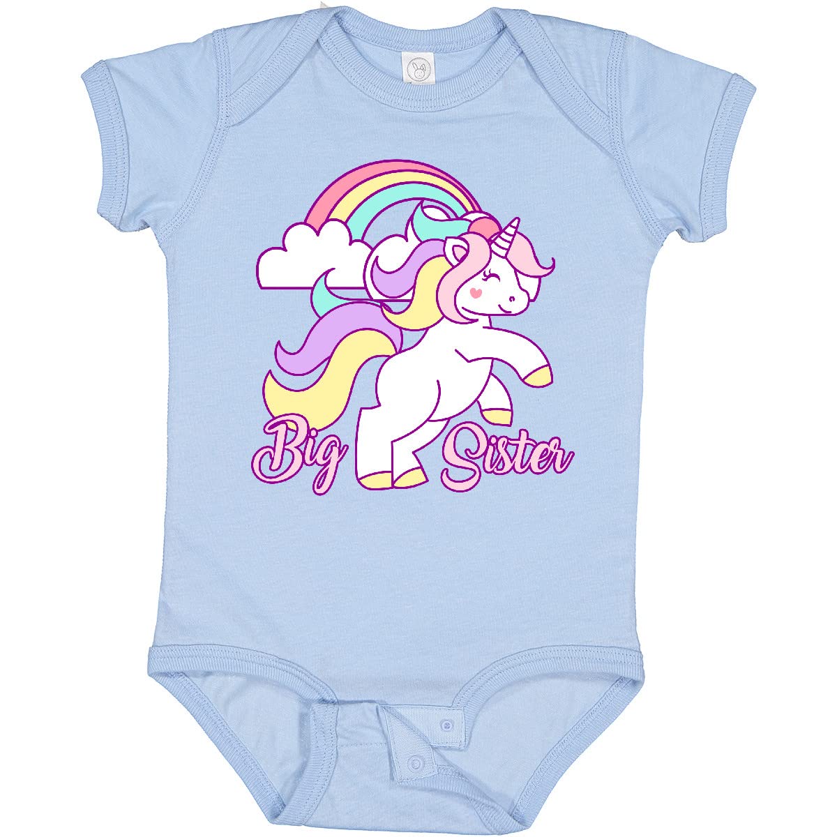 Inktastic Big Sister Unicorn Baby Bodysuit - Cute Unicorn Onesie for Toddler Girls, Soft Cotton Infant Bodysuit - Perfect for Sibling Announcement, Baby Shower Gift & Newborn Photo Outfit