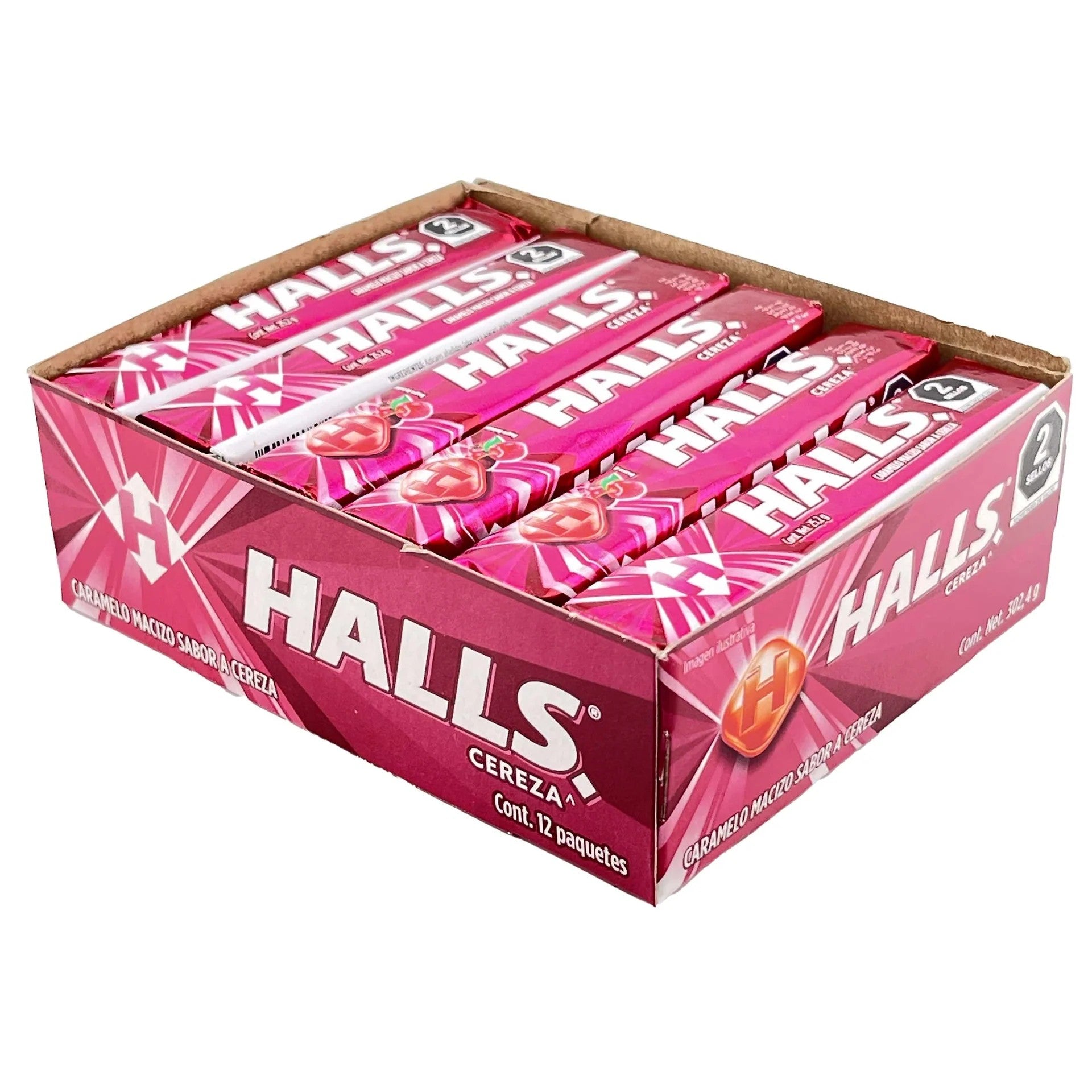 Halls Mexican Sabor Cereza Cherry Flavor Cough Drops - 12 Count Box - Soothes Throat & Relieves Cough for Work, Travel & Daily Use