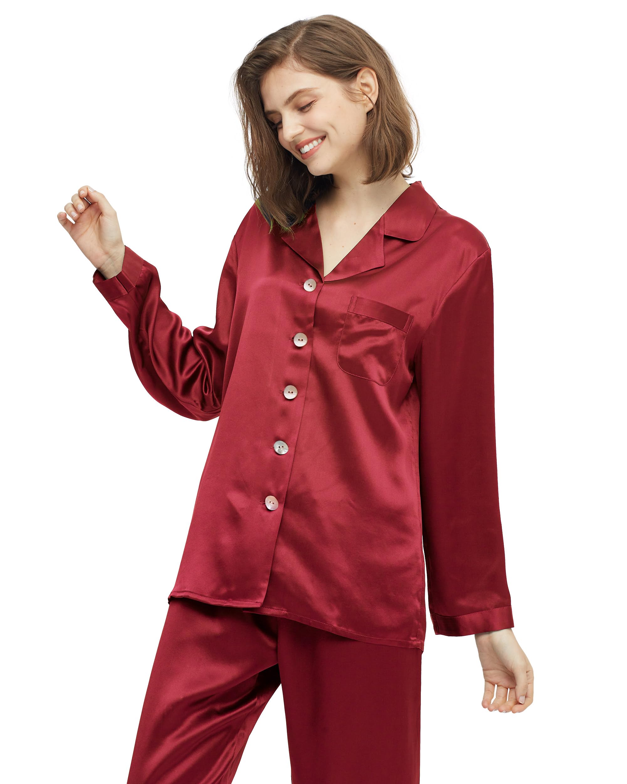 Luxury 100% Mulberry Silk Pajamas for Women - 22 Momme Pure Full Length Long Silk Nightwear | Elegant Sleepwear for Comfortable Nights & Relaxing at Home