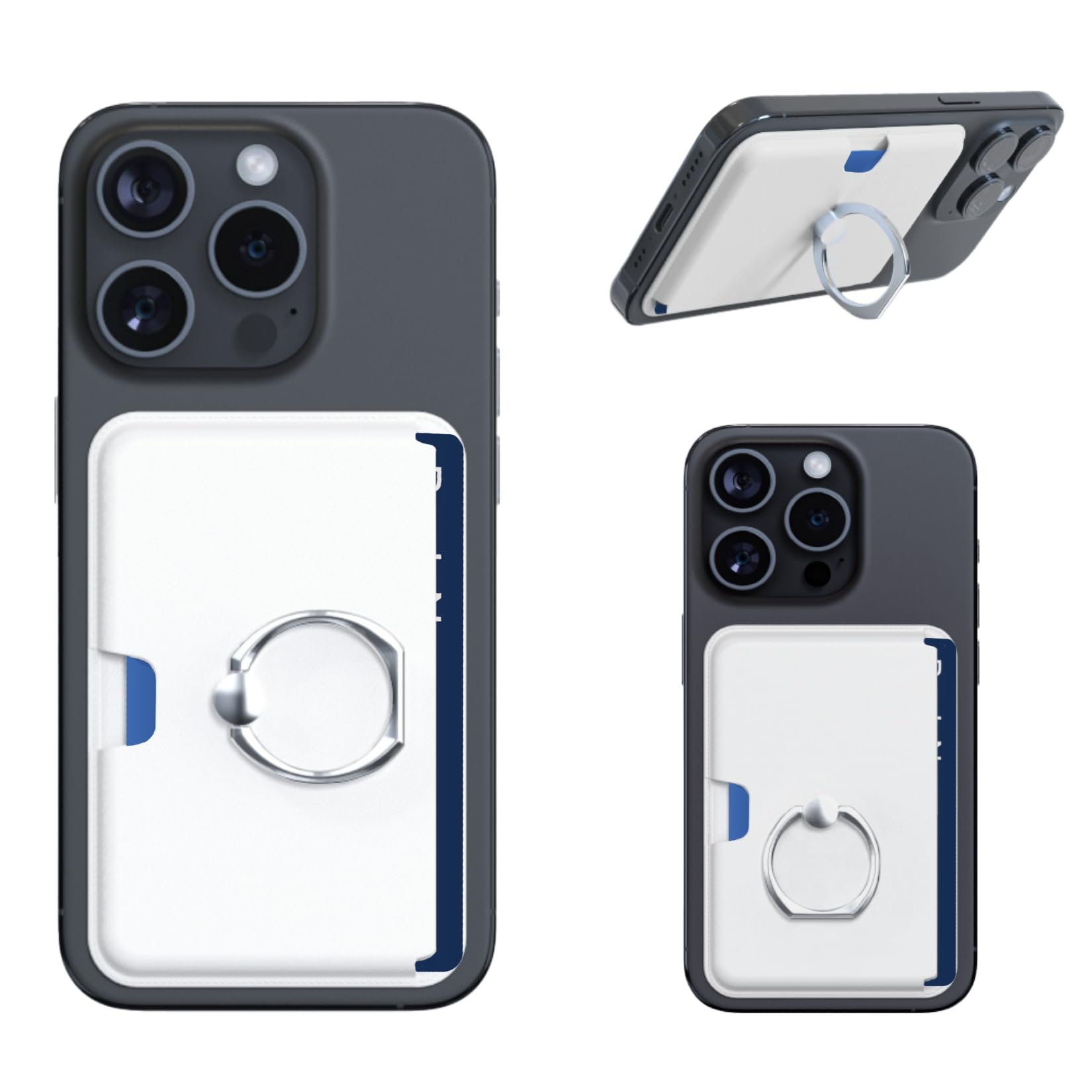 Magnetic Phone Wallet with Ring Holder - Sidepush MagSafe Card Holder, 360° Adjustable Stand for iPhone 15/14/13/12 Pro/ProMax | Slim Wallet Case for Credit Cards & Cash | Perfect for Work, Travel & Everyday Use