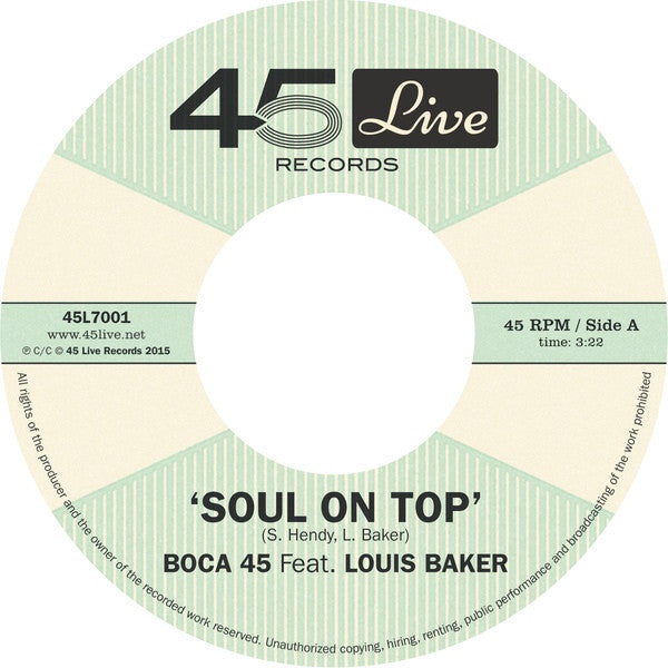 Boca 45 – Soul On Top 7-Inch 45 RPM Live Vinyl Record – 45L7001 – Perfect for DJs, Collectors & Soul Music Lovers