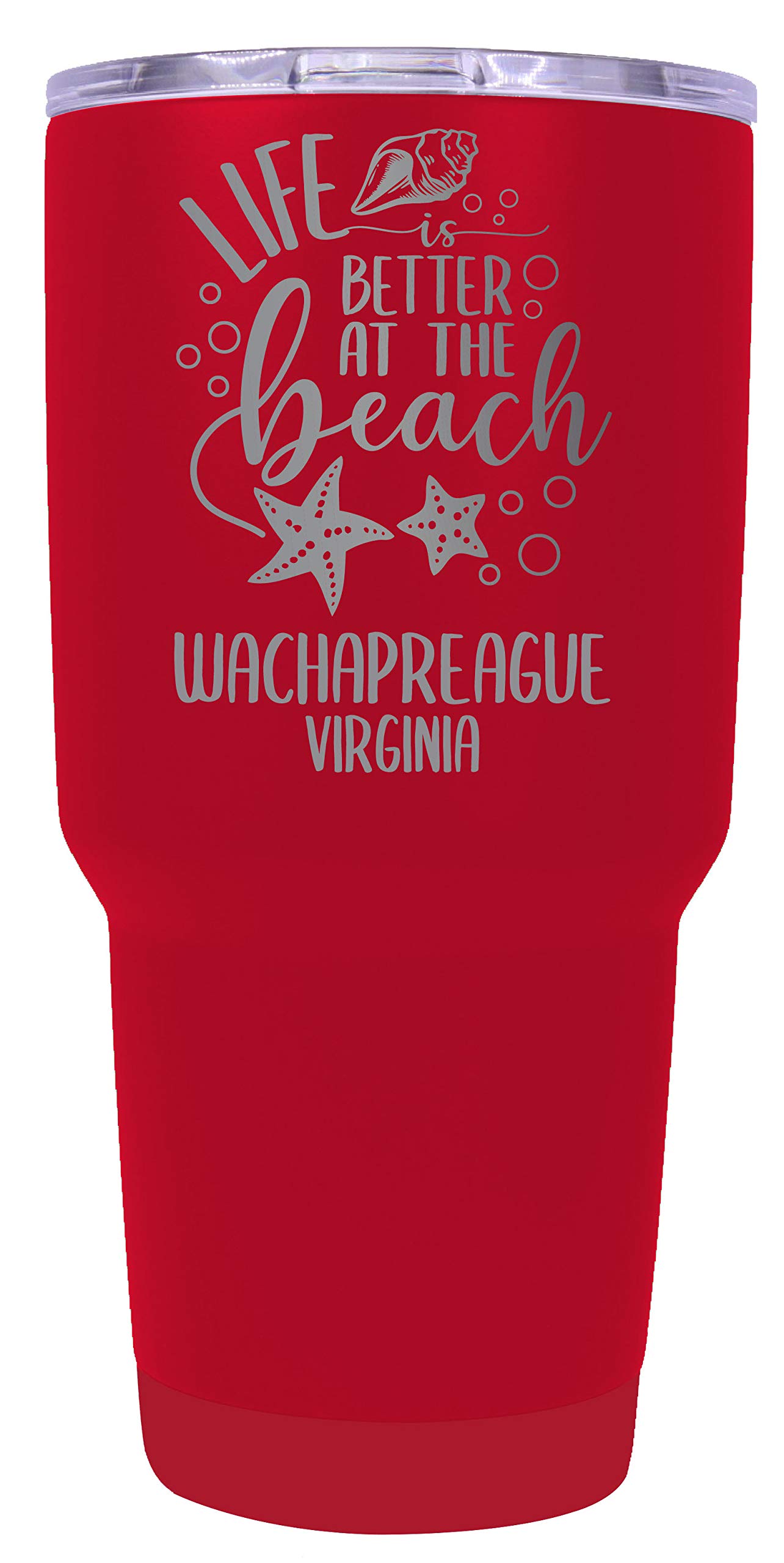 R&R Imports Wachapreague Virginia Souvenir - 24oz Insulated Stainless Steel Tumbler with Laser Engraving, Red - Perfect for Travel, Camping & Outdoor Adventures