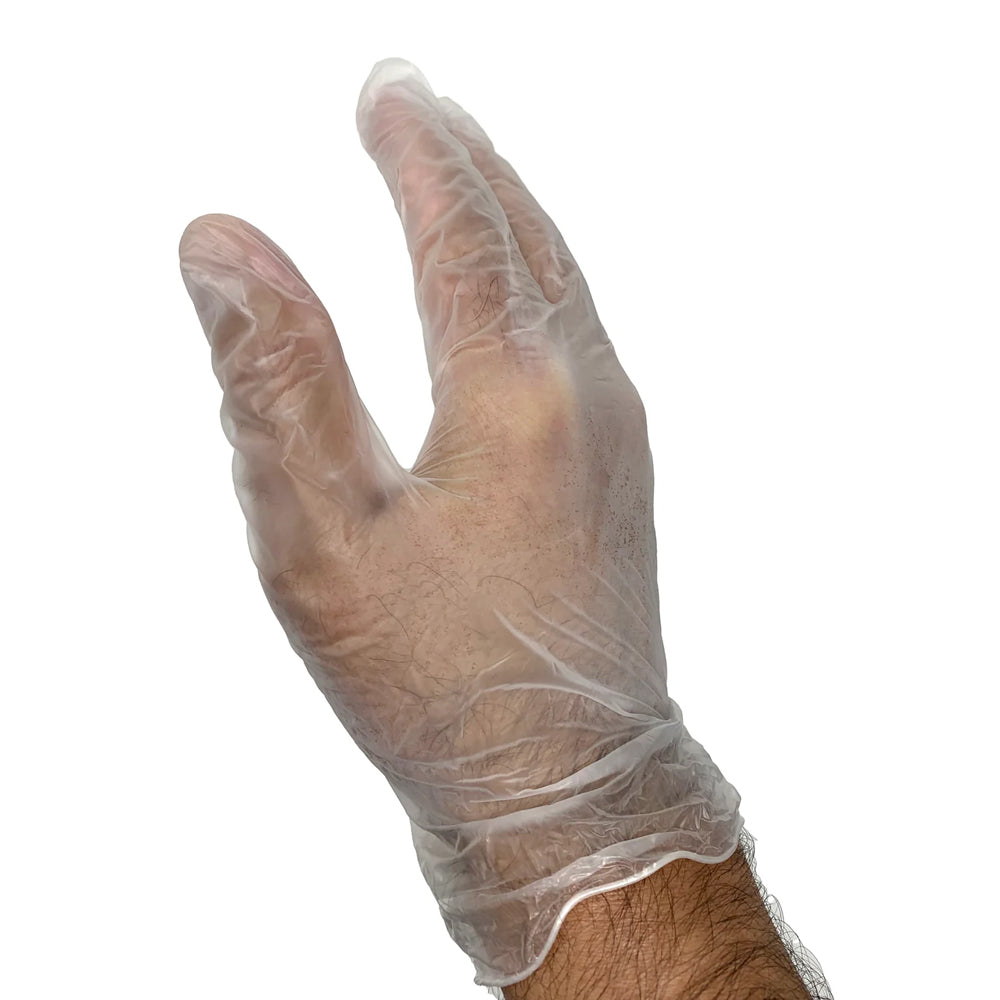 Disposable Vinyl Clear Gloves Powder Free - 100 Count Box (100 Gloves) for Food Handling, Cleaning & Medical Use