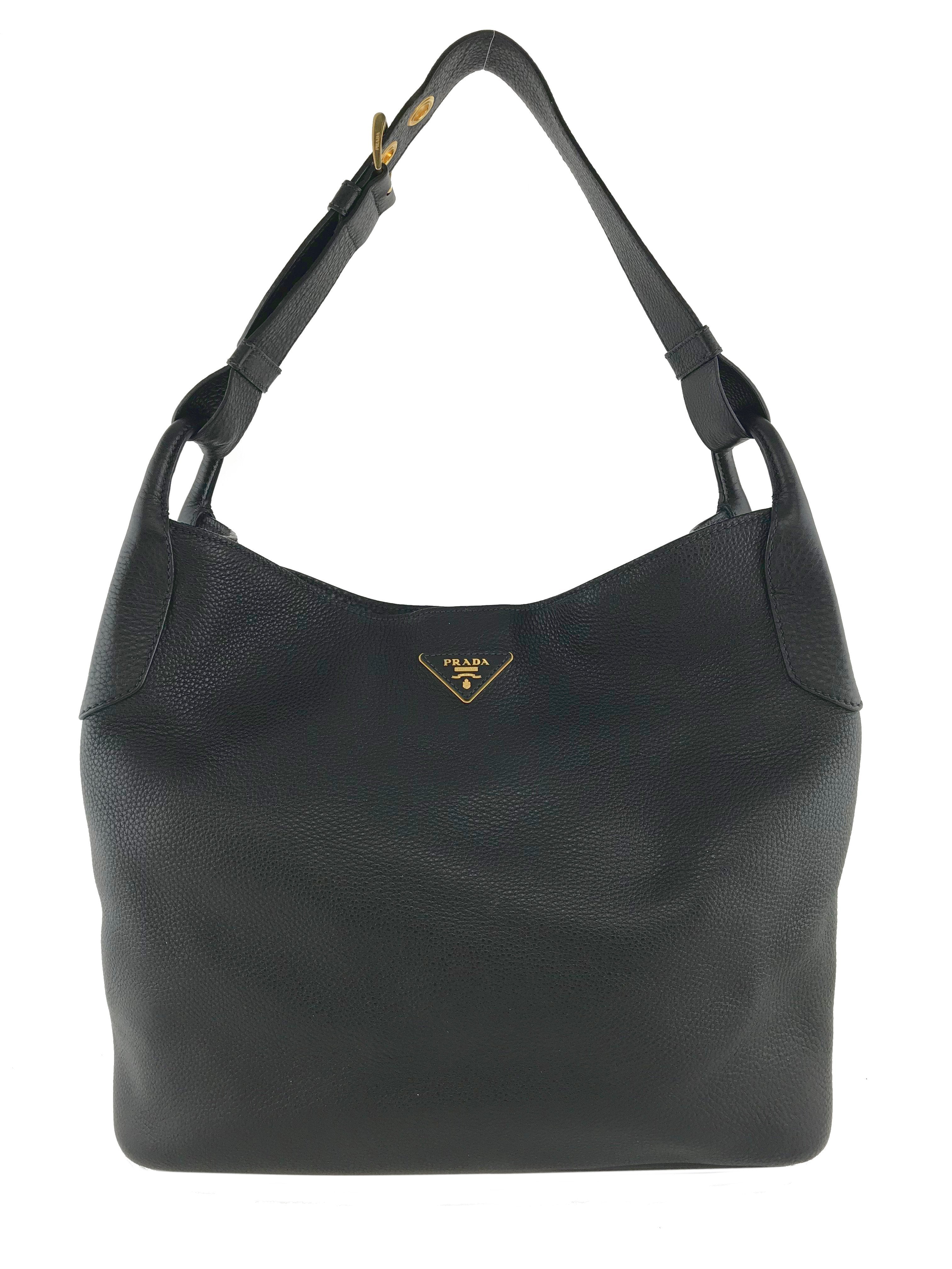 Prada Daino Single Strap Hobo Bag - Genuine Leather Shoulder Purse for Women | Fashionable & Spacious Handbag for Work, Travel & Everyday Use