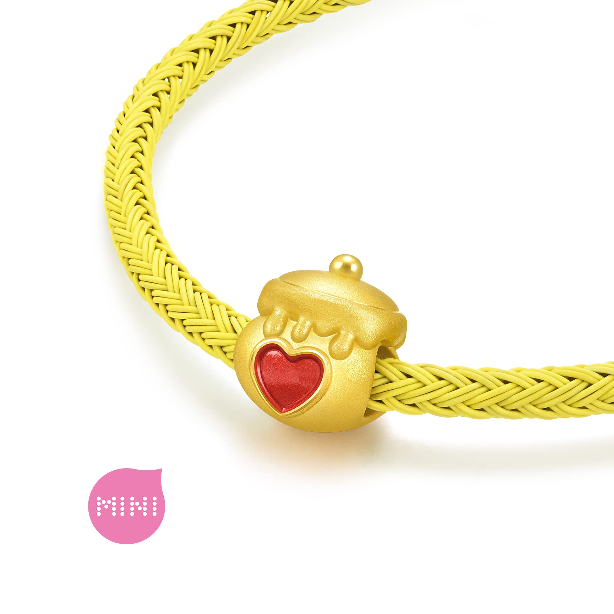 24K Solid Gold Mini Honey Jar Charm Bracelet for Women - 999 Pure Gold Jewelry Gift for Her, Birthday, Anniversary, Valentine's Day