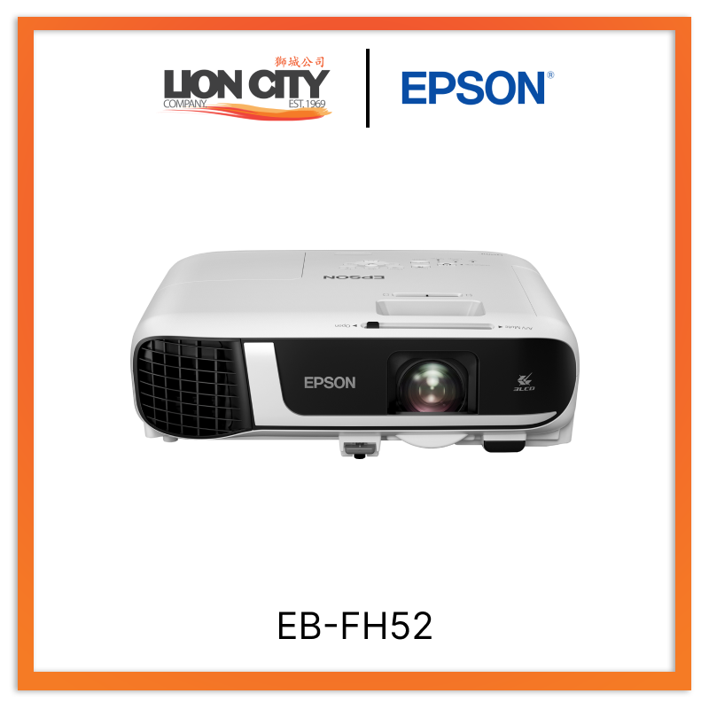 Epson EB FH52 Full HD 3LCD Projector - 4000 Lumens, 1080p Resolution, HDMI & USB Ports for Home Theater, Office Presentations, and Outdoor Movie Nights