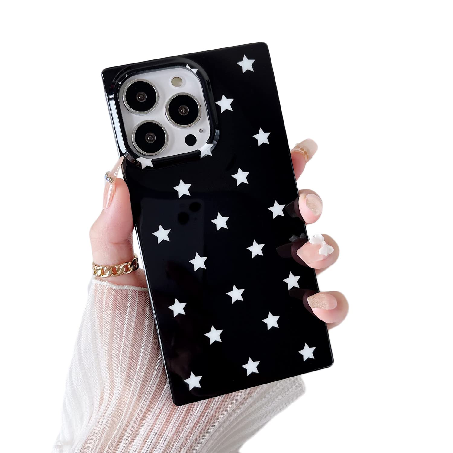 Cocomii Square iPhone 11 Pro Max Case - Slim Lightweight Geometric Design with Glossy Black & White Stars Night Sky Pattern - Compatible with Apple iPhone 11 Pro Max 6.5