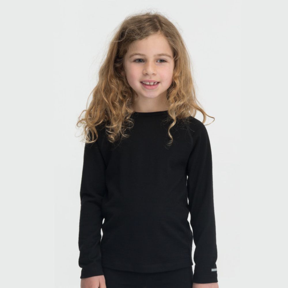 Icebreaker 200 Oasis Kids Merino Thermal Base Layer - Black | Warm & Breathable Merino Wool Underwear for Boys & Girls | Perfect for Winter Sports, Hiking & Outdoor Adventures
