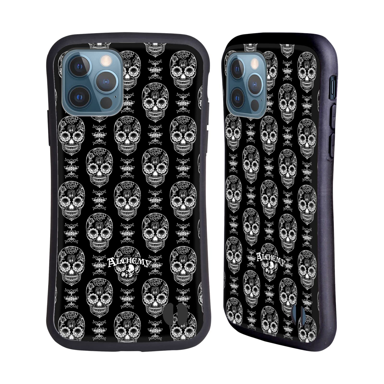 Alchemy Gothic Skull Hybrid Case for iPhone 12/12 Pro - Officially Licensed Phone Cover with Unique Skull Patterns | Perfect for Gothic Lovers, Halloween Costumes, and Dark Aesthetic Accessories