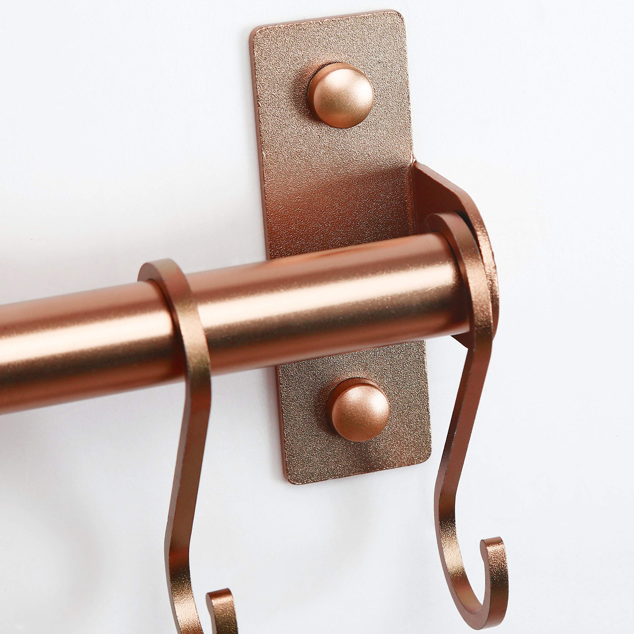 Dseap Wall Mounted Kitchen Utensil Holder - Rose Gold Pot and Pan Rack with 8 Hooks for Hanging Cooking Utensils, Mugs, Spoons - Perfect for Small Kitchens and Organized Cooking Spaces