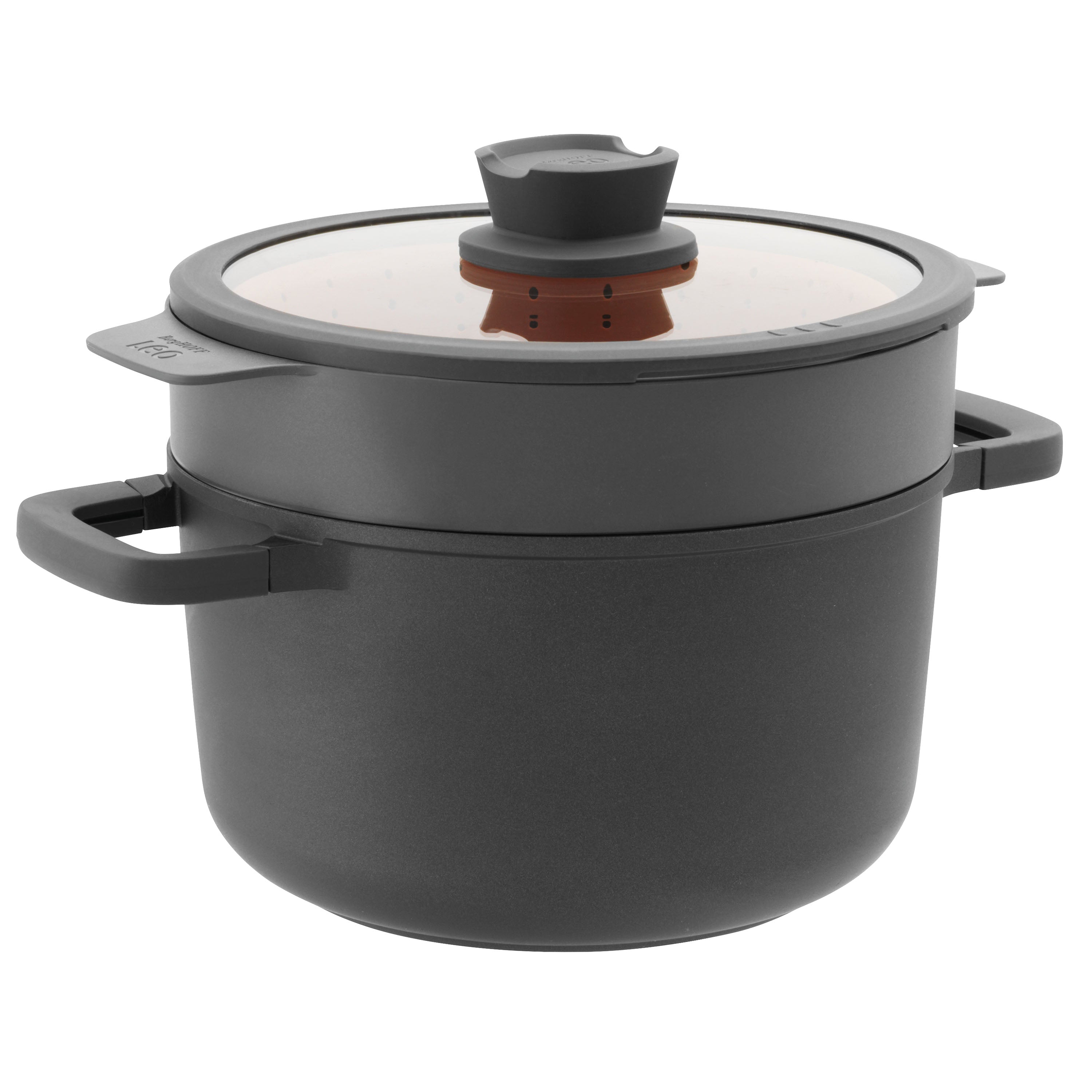 BergHOFF Leo Stone+ Nonstick Ceramic 10-Inch Stockpot 5.9 Quart with Lid - Eco-Friendly Recycled Material - Perfect for Soups, Stews & Pasta Cooking