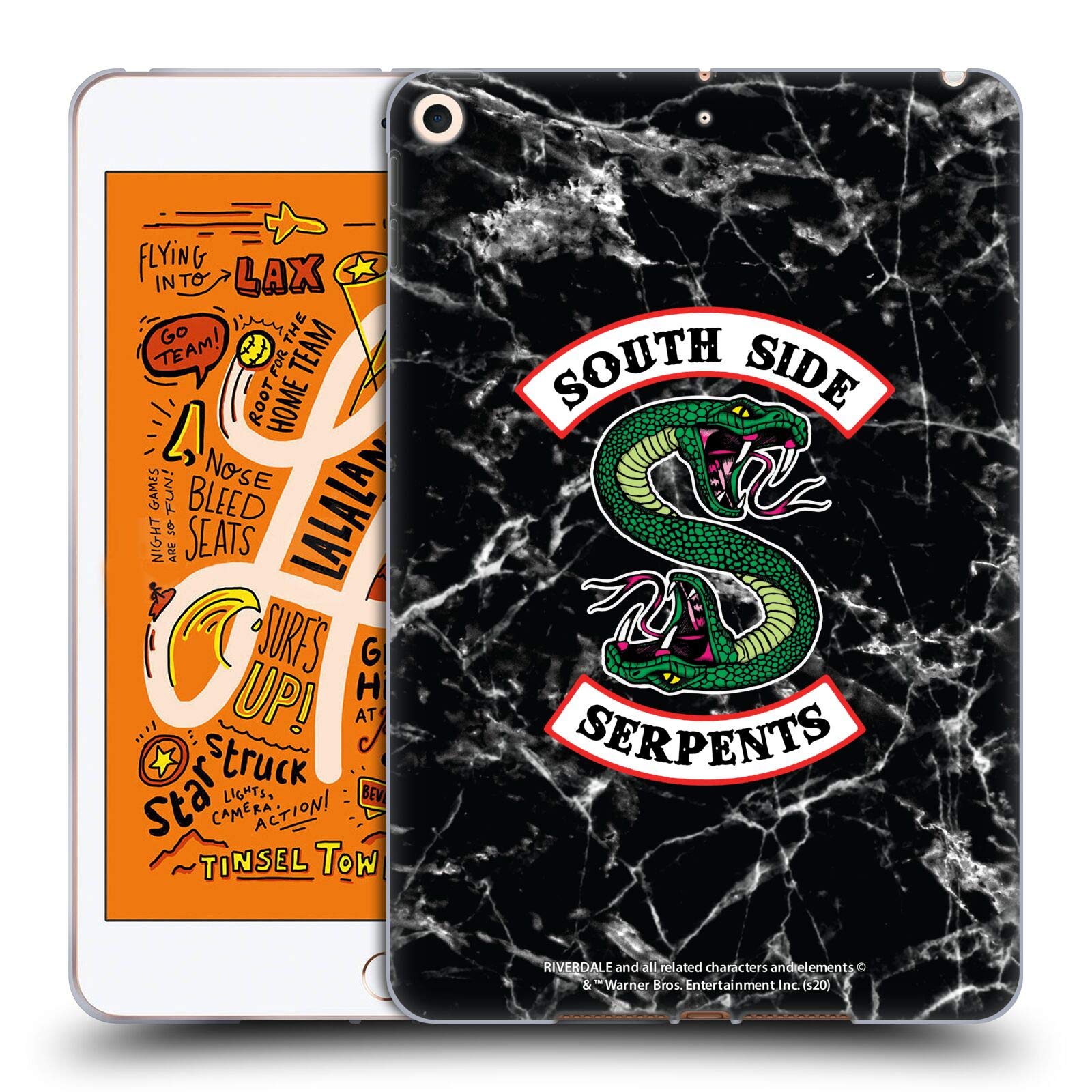 Riverdale Black and White Marble iPad Mini Case - Officially Licensed South Side Serpents Soft Gel Cover for Apple iPad Mini 5 (2019) - Perfect for School, Travel, and Show Fans