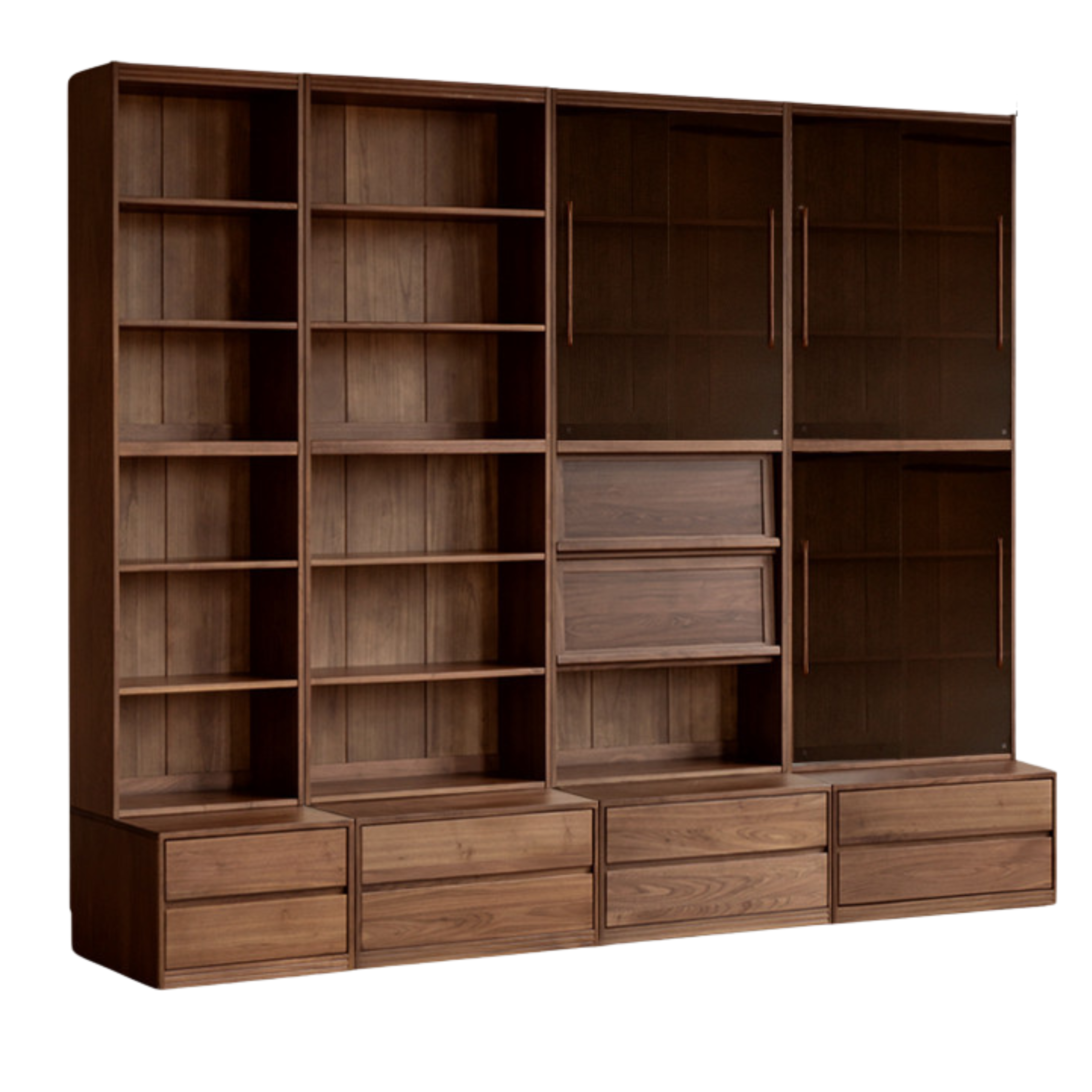 out of stock 118.1x24.4x98.8 inch / 300x62x251 cm / Walnut color / Black Walnut combination bookcase