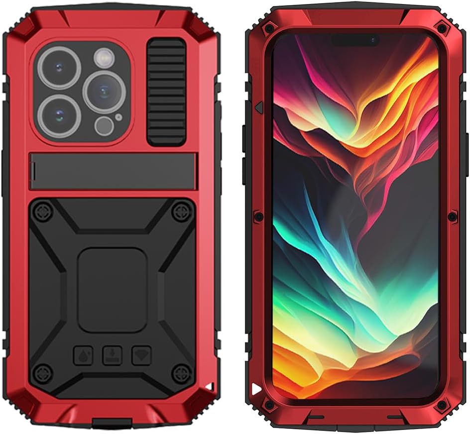 iPhone 15 Pro Case - Military Grade Shockproof & Rugged Metal Camera Protector | Heavy Duty Protection for Outdoor, Travel & Daily Use