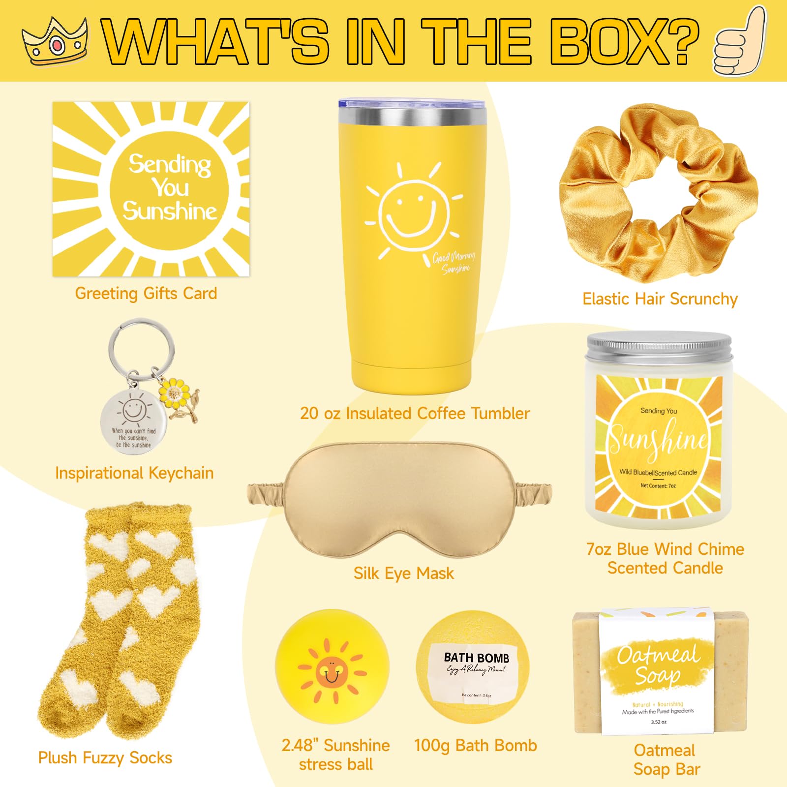 10-Piece Unique Gift Baskets for Women - Birthday Gifts for Best Friend, Sister & Get Well Soon Care Package | Cheer Up Box with Sunshine Theme | Perfect for Birthdays, Friendship Day & Recovery Gifts | Brighten Her Day with Thoughtful Presents