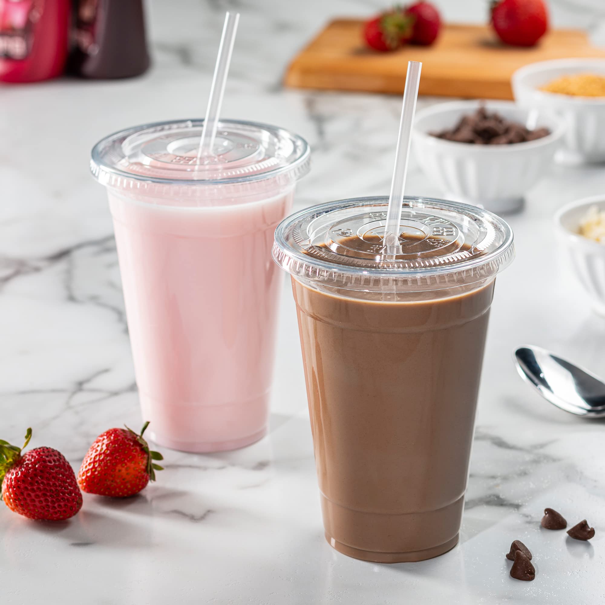 20 oz. Clear Plastic Cups with Lids (50 Count) - Disposable Coffee Cups for Cold Beverages, Smoothies & Takeout Drinks - Perfect for Parties, Cafes & On-the-Go Refreshments