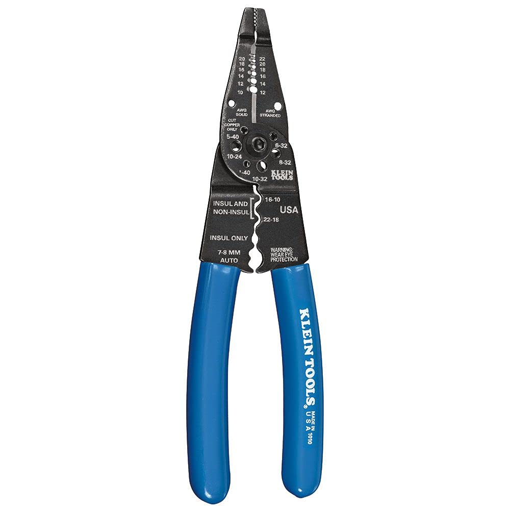 Klein Tools 1010 8-Inch Multi-Purpose Electrician Tool - Long Nose Pliers, Wire Cutter, Crimper, Stripper & Bolt Cutter | Professional Electrical Work, DIY Home Repairs & Automotive Wiring Projects