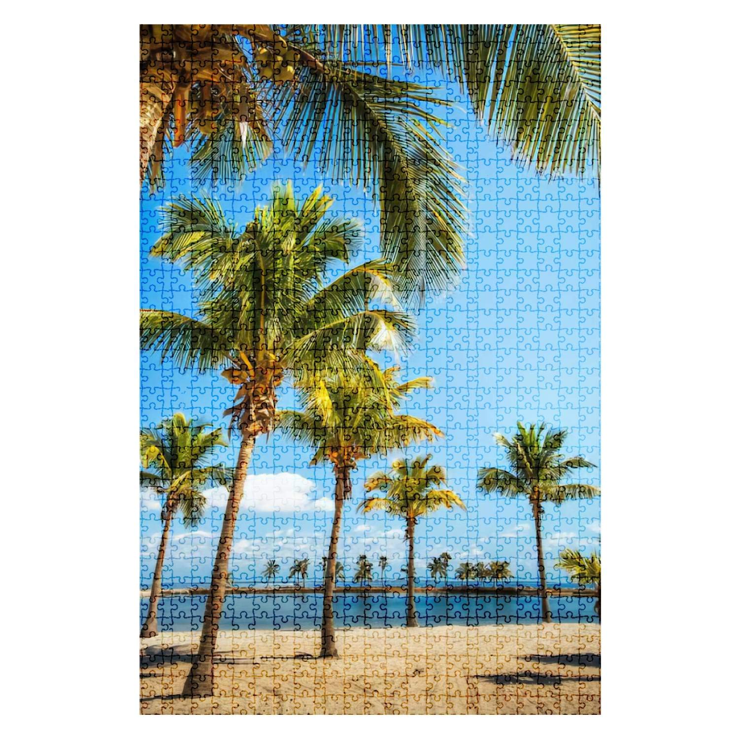 1000-Piece Wooden Jigsaw Puzzle - The Round Beach at Matheson Hammock Park Miami Florida with Palm Trees | Fun & Challenging Board Puzzle for Adults & Kids | Large DIY Educational Toy, Home Decor Gift | Perfect for Family Game Nights, Stress Relief & Cognitive Development
