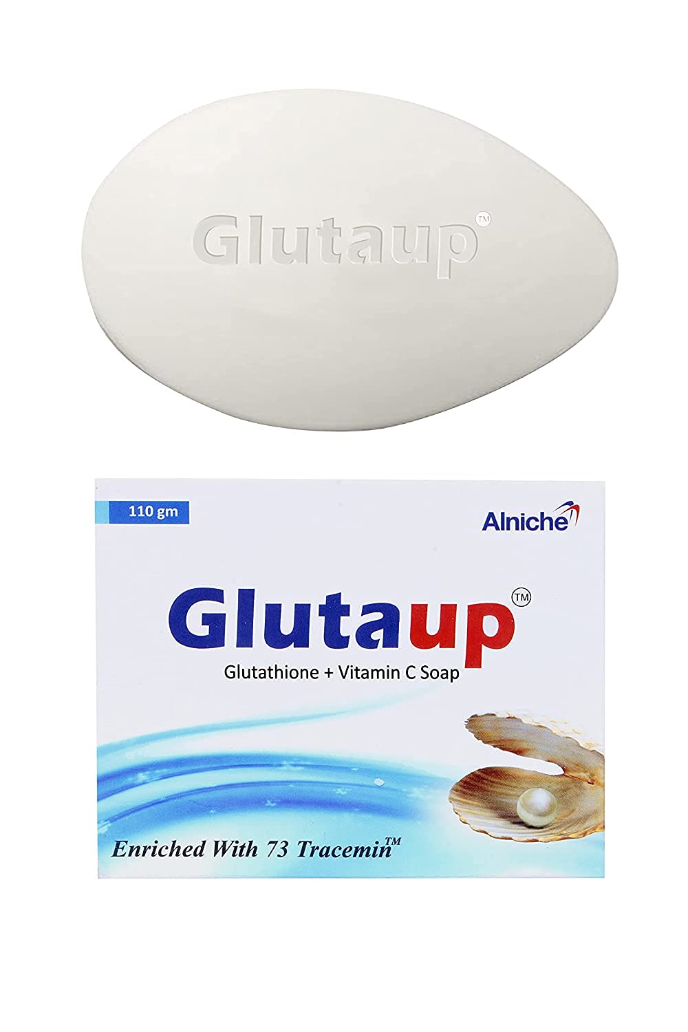 Alniche Glutaup Glutathione & Vitamin C Whitening Soap for All Skin Types - Men & Women - 110g (Pack of 1) - Brightens Skin, Reduces Dark Spots & Improves Complexion - Perfect for Daily Skincare Routine