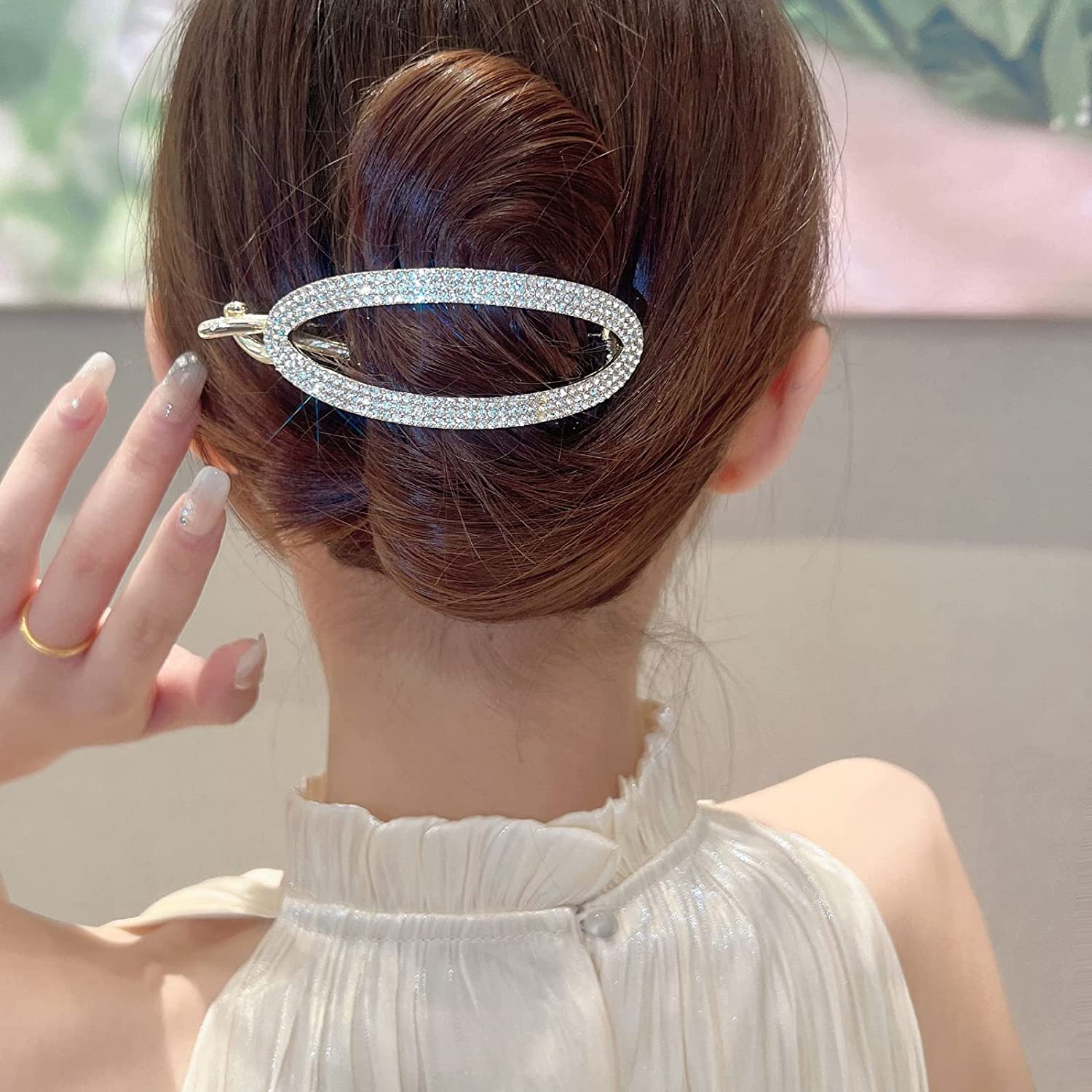Sparkly Rhinestone Hair Claw Clips for Women & Girls – Large Glitter French Style Barrettes for Thick Hair | Fashion Hair Accessories for Parties, Weddings & Everyday Use