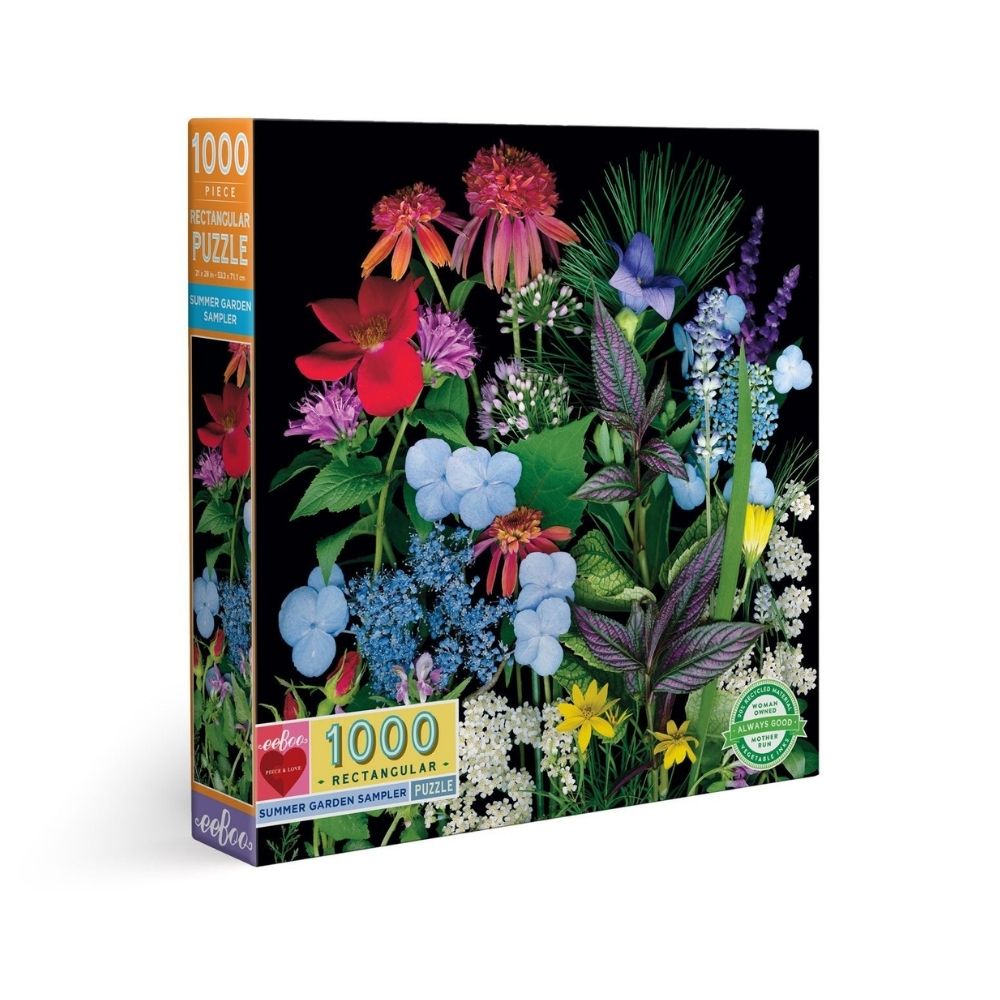 eeBoo Summer Garden Sampler 1000 Piece Jigsaw Puzzle - Beautiful Floral Landscape for Adults & Teens, Perfect for Family Game Night & Relaxation