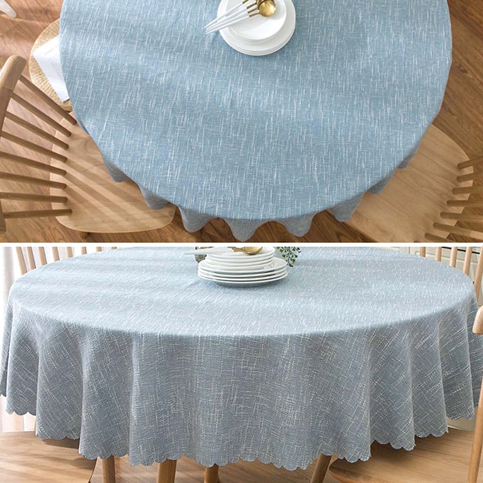 Premium 118-Inch Round Tablecloth - Heavyweight Cotton Linen Blend, Wrinkle & Dust Resistant - Thick Durable Table Cover for Indoor/Outdoor Use - Perfect for Dining Rooms, Patios, Weddings & Events