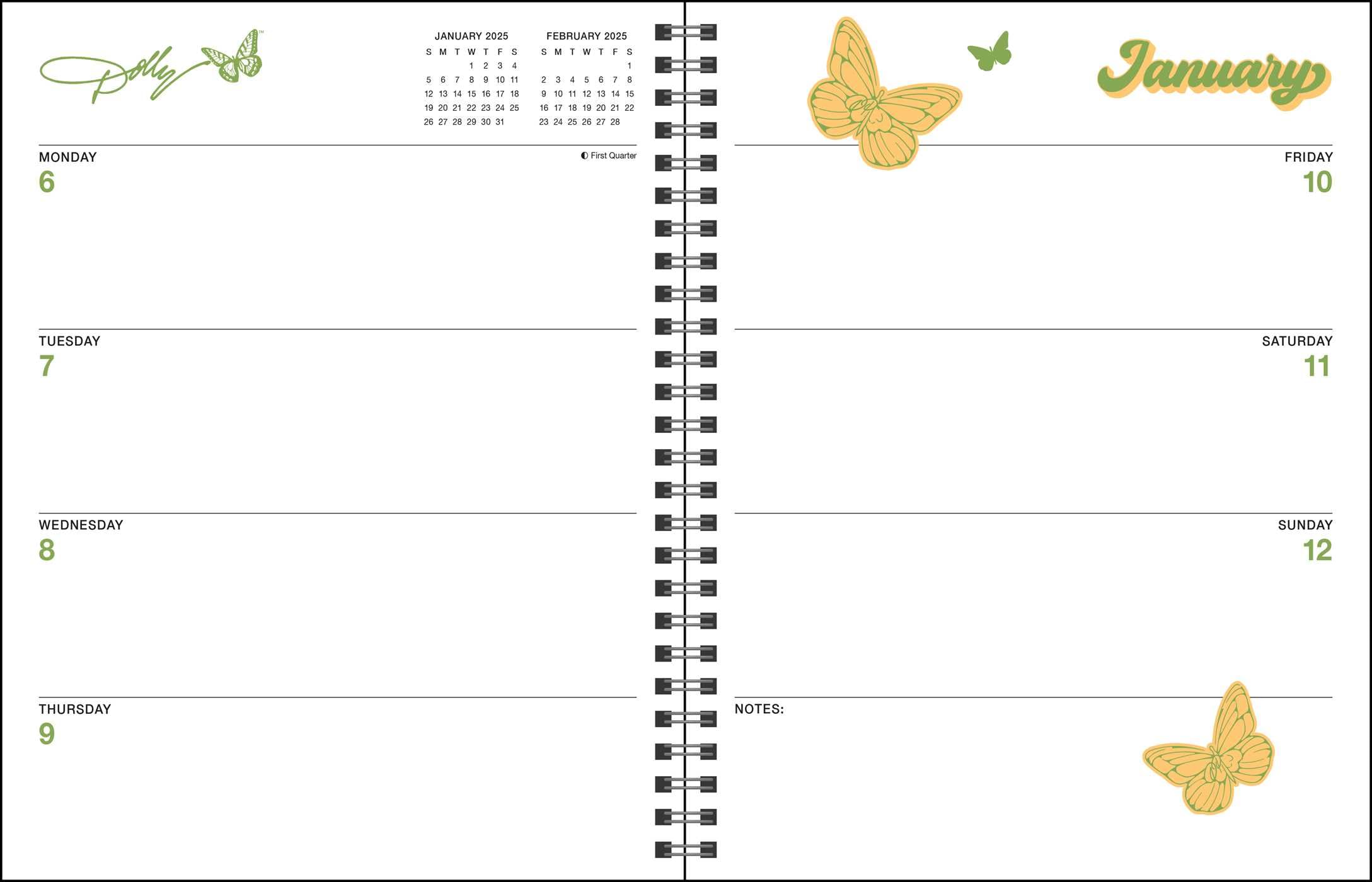 Dollyisms 2025 Softcover Monthly & Weekly Planner Calendar - Perfect for Organizing Schedules, Tracking Goals, and Daily Planning at Home, School, or Office