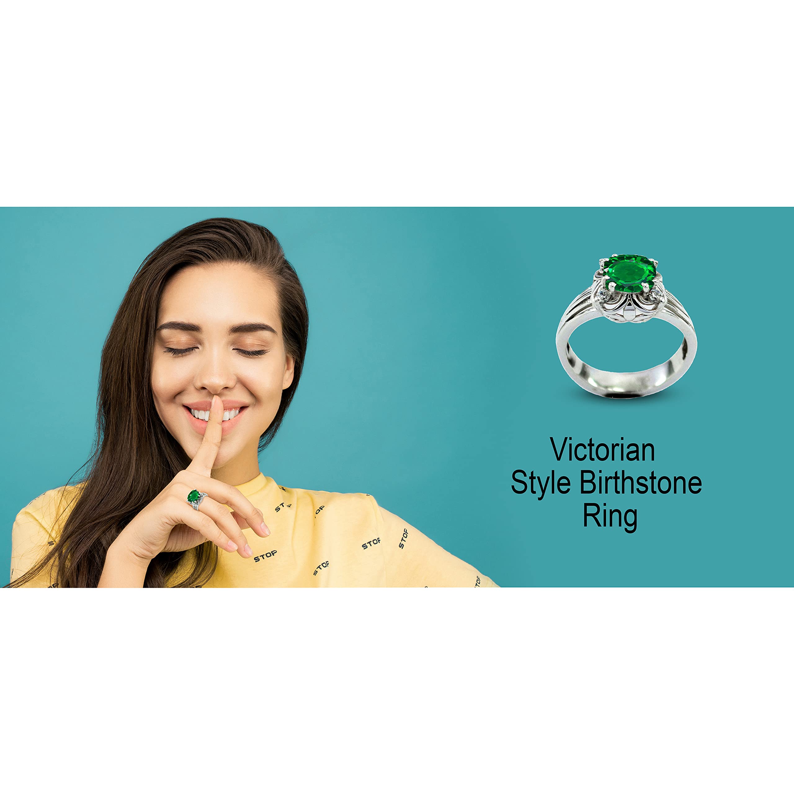 Handcrafted Sterling Silver Dainty Gemstone Crown Ring for Women - Round Shape, Size 4-12 | Elegant Gift for Anniversary, Wedding, Engagement & Party | Perfect for Date Night, Bridal Shower & Special Occasions