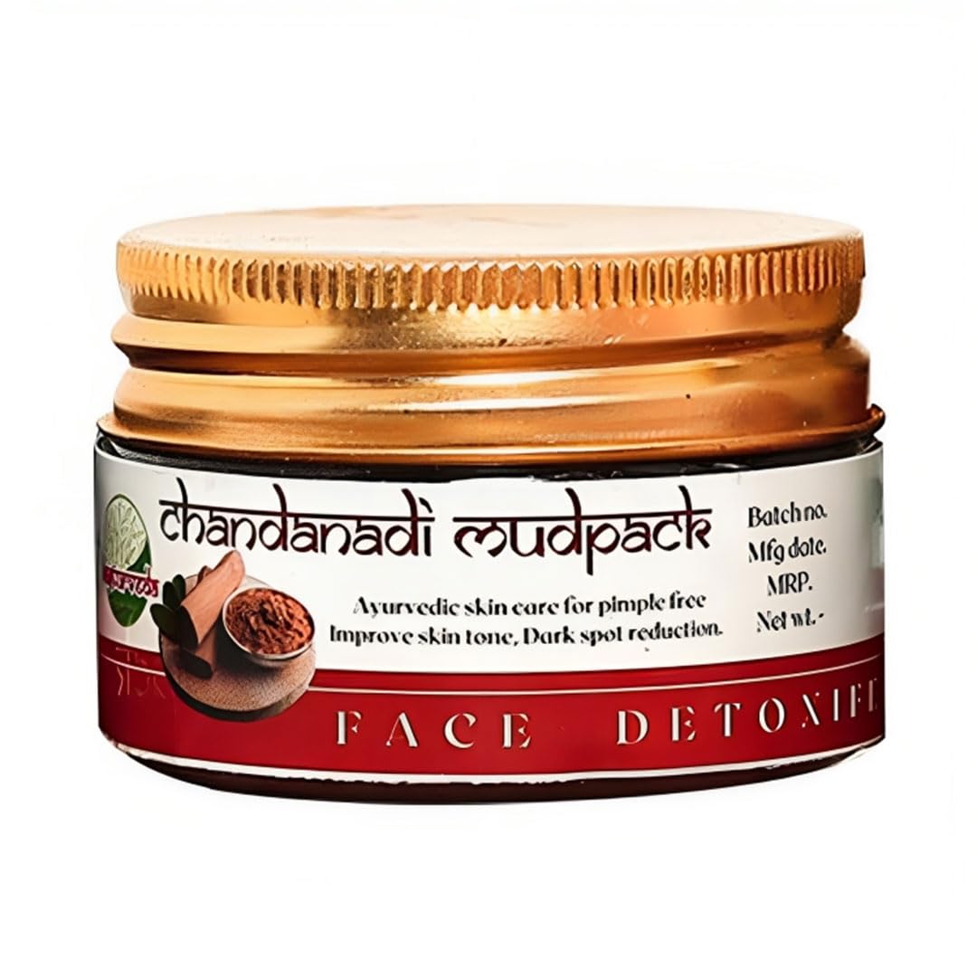 Kasturveda Chandanadi Mud Face Pack 50g - Natural Clay Mask for Glowing Skin, Tan Removal & Detan Treatment - Skincare for Men & Women - Perfect for Daily Use, Spa Days & Post-Sun Care