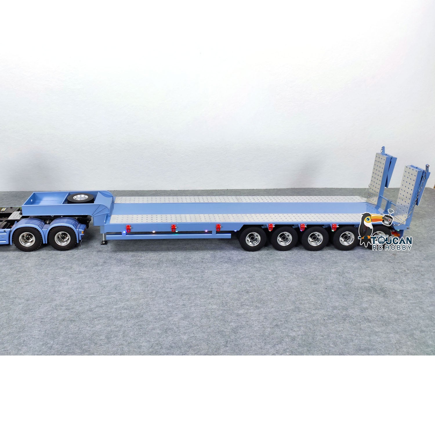 1/14 Scale RC Tractor Truck with 5-Axle Metal Semi Trailer - Remote Control Dump Truck Construction Vehicle for DIY Hobby Models (Pre-Painted) | Perfect for Construction Site Play, RC Car Racing & Collectible Displays