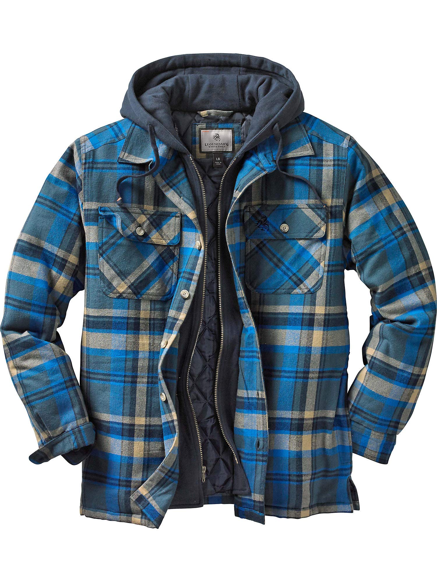 Legendary Whitetails Men's Maplewood Hooded Shirt Jacket - Lightweight Flannel Shirt for Outdoor Activities, Camping & Casual Wear