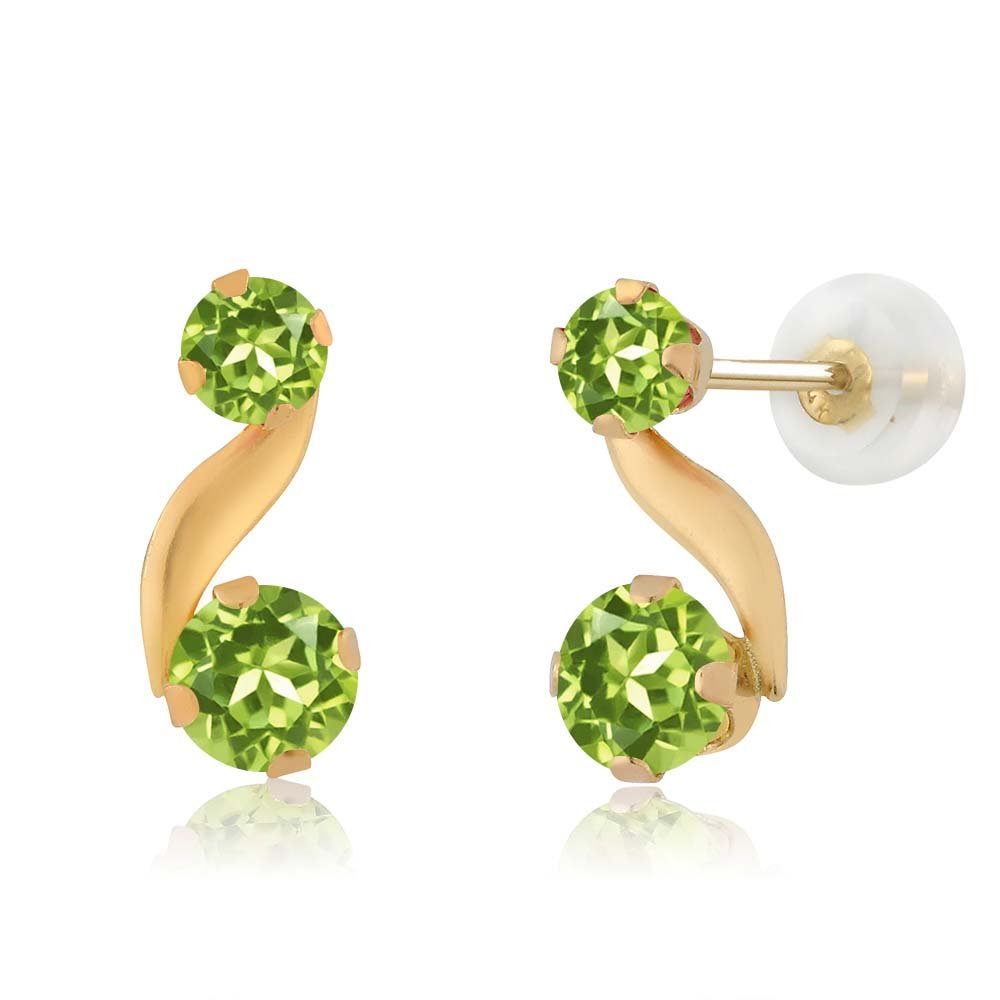 0.84 Ct Round Green Peridot 14K Yellow Gold Earrings for Women | Gem Stone King | Elegant Birthstone Jewelry Gift for August | Perfect for Weddings, Parties & Special Occasions