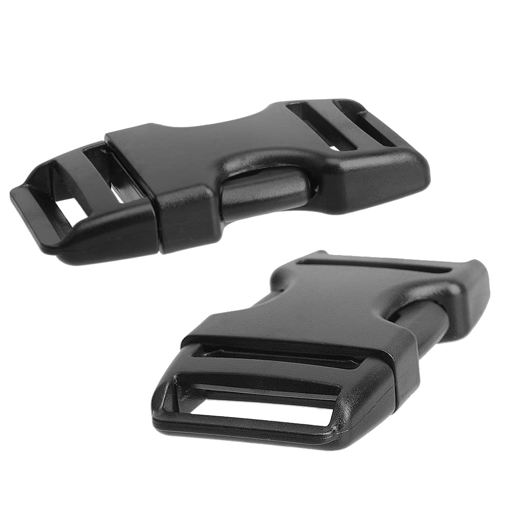 YXQ 2-Pack Black Plastic Side Release Buckle Clips for Wide Webbing Belts - Perfect for Luggage Straps, Backpack Repairs & Outdoor Gear Adjustments
