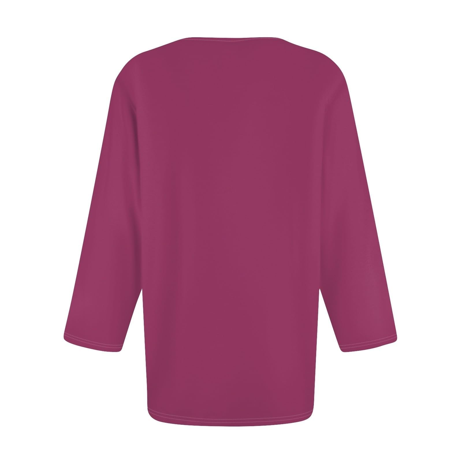 Elegant 3/4 Sleeve V-Neck Tunic Tops for Women - Loose Fit Casual Pullover Shirts | Perfect for Work, Weekend Outings & Layering