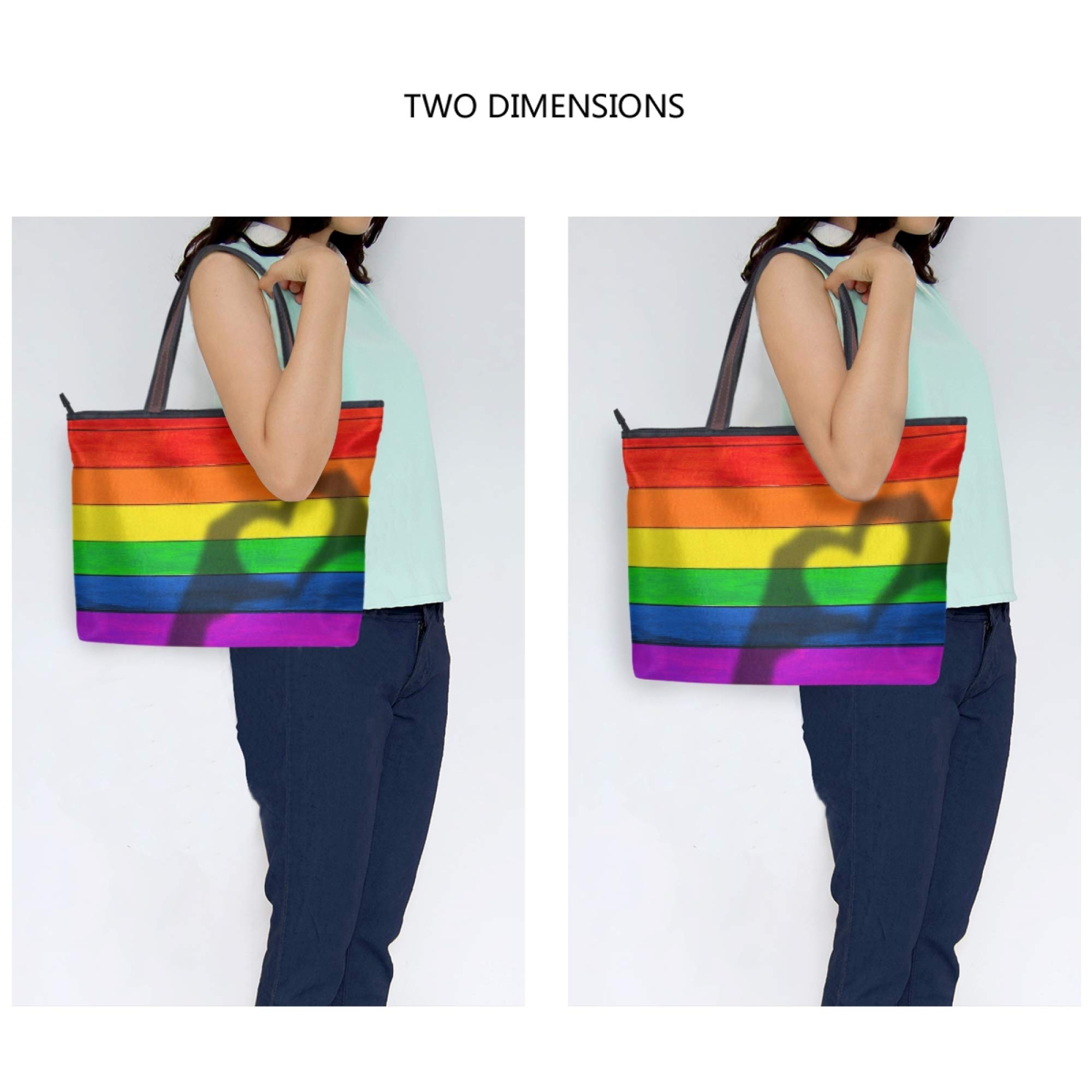 Stylish Rainbow Striped Polyester Tote Bag for Women - Durable Zippered Shoulder Purse with Spacious Interior | Perfect for Work, Travel, Gym & Everyday Use