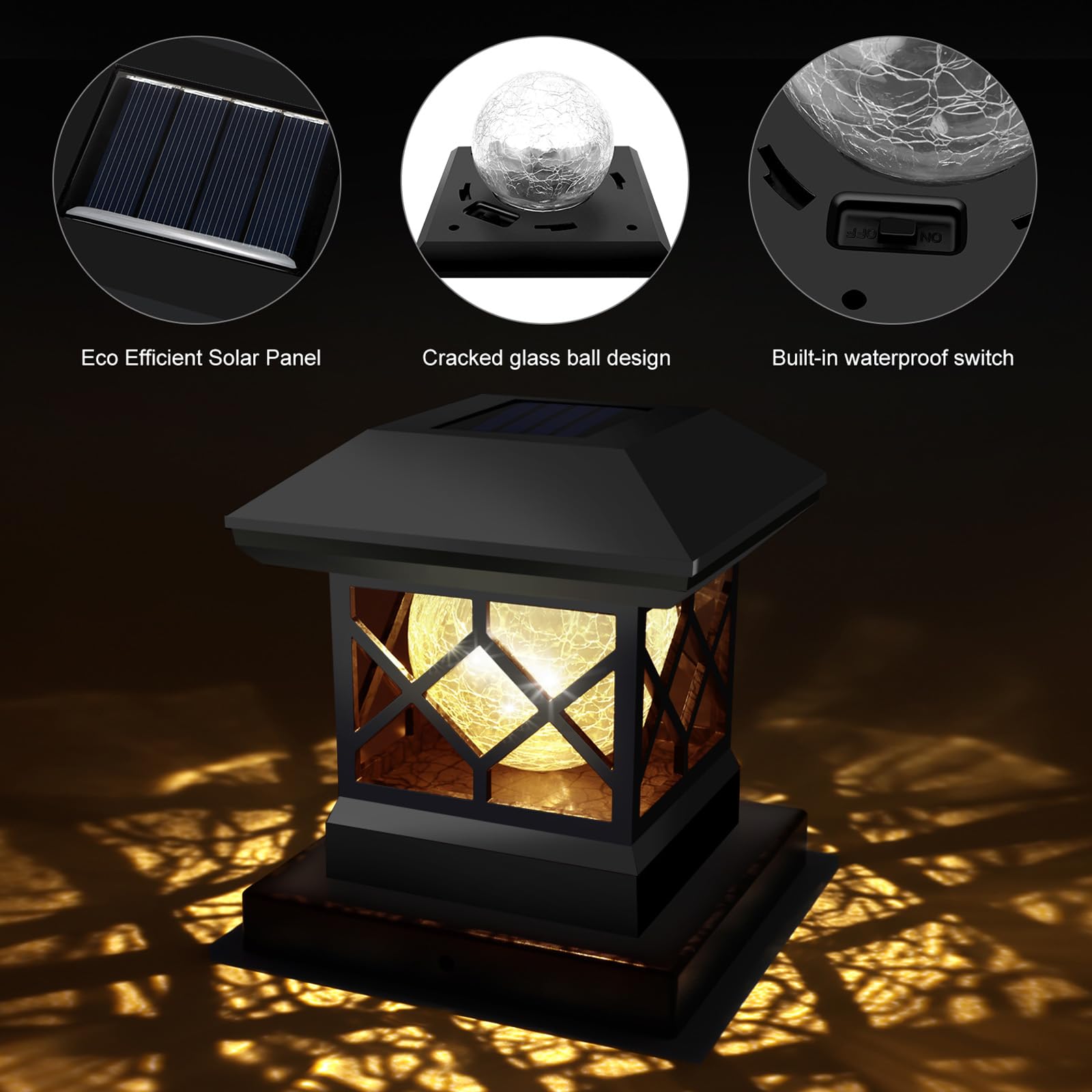 TWINSLUXES 12 Pack Solar Post Cap Lights Outdoor - Waterproof LED Fence Post Solar Lights for 3.5x3.5/4x4/5x5 Wood Posts - Warm White Light for Patio, Deck, Garden & Pathway Decoration - Energy Efficient Solar Powered Landscape Lighting
