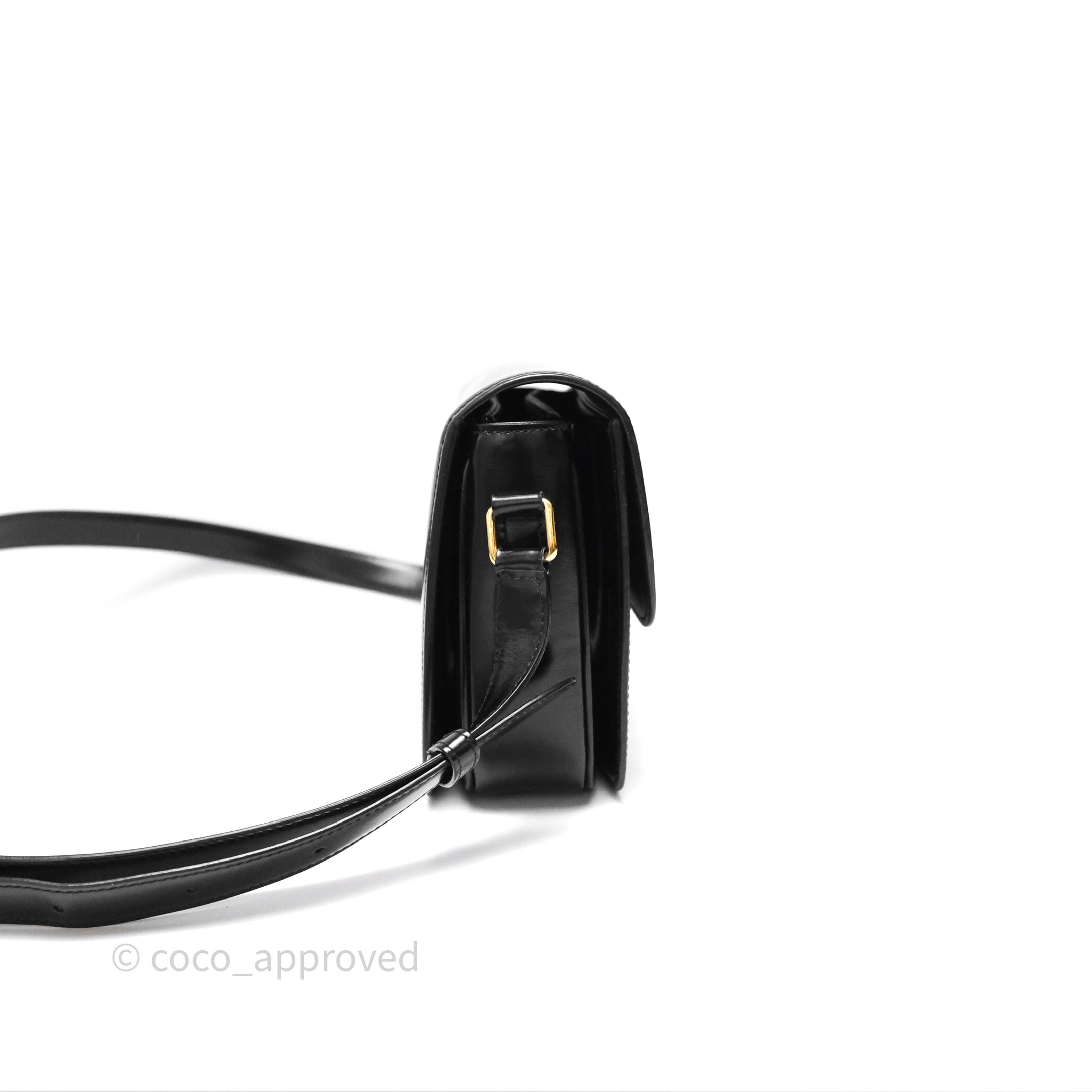 Celine Medium Triomphe Bag in Black Shiny Calfskin Leather - Luxury Designer Handbag for Women, Perfect for Work, Travel & Evening Events