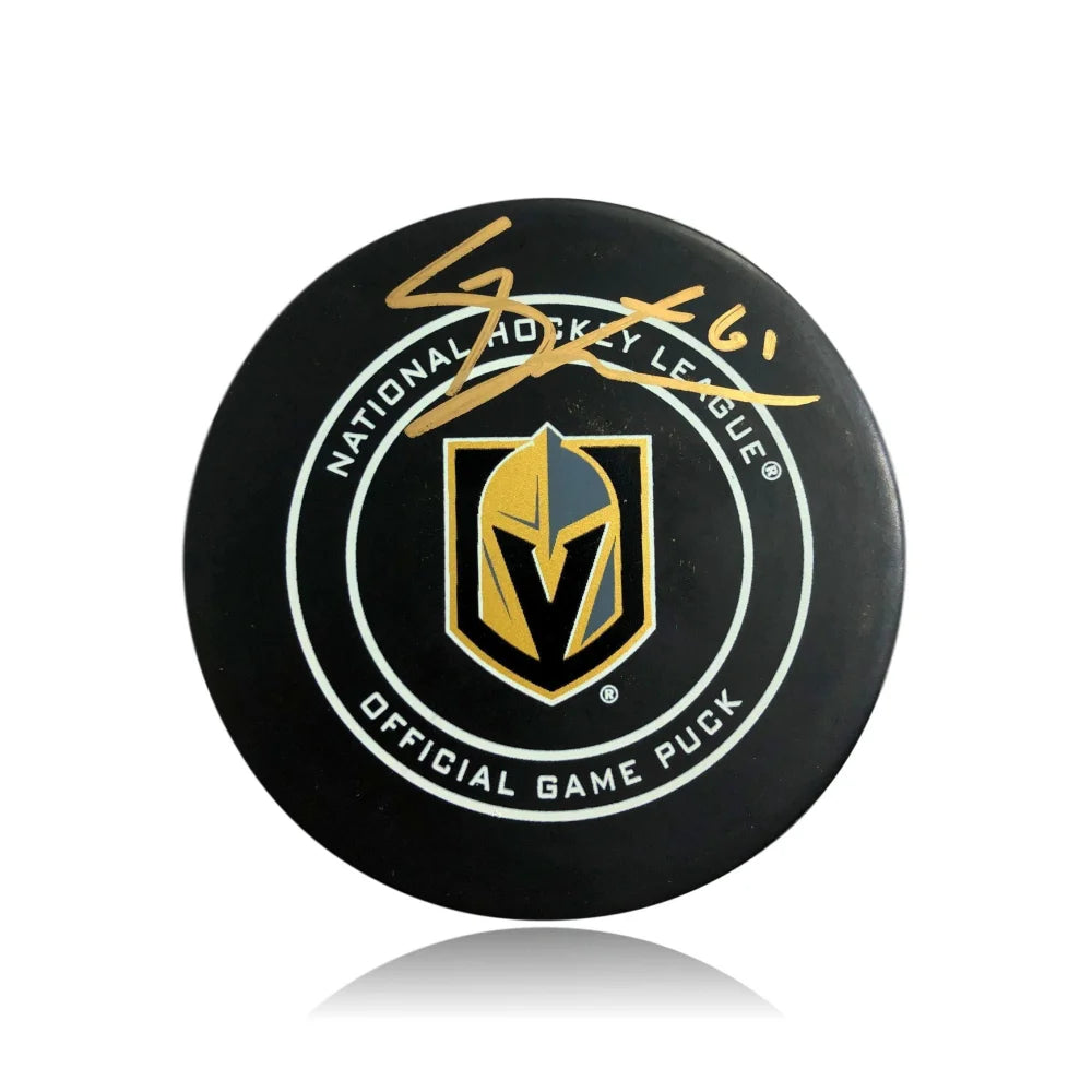 Mark Stone Signed Vegas Golden Knights Authentic On-Ice Puck with COA BAS Autograph - VGK Collectible for Hockey Fans & Memorabilia Enthusiasts - Perfect for Display, Gifts, and Sports Collections