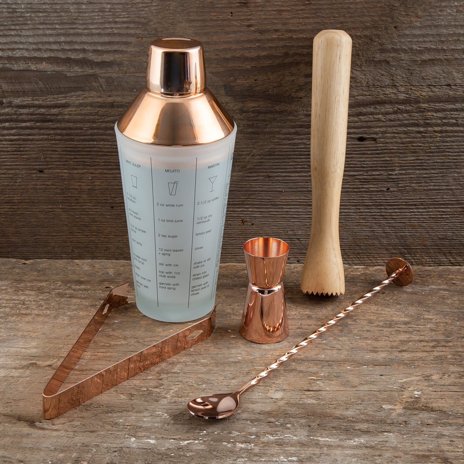 Premium 5-Piece Copper Mixology Cocktail Set - Bar Tools for Professional & Home Bartenders - Perfect for Mojitos, Margaritas & Craft Cocktails