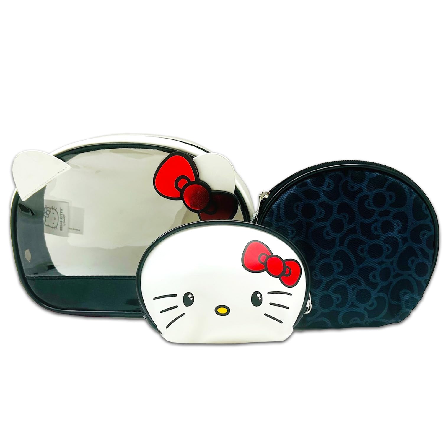 Hello Kitty Makeup Bag Set - 3 Cosmetic Travel Bags & Wallet for Travel & School