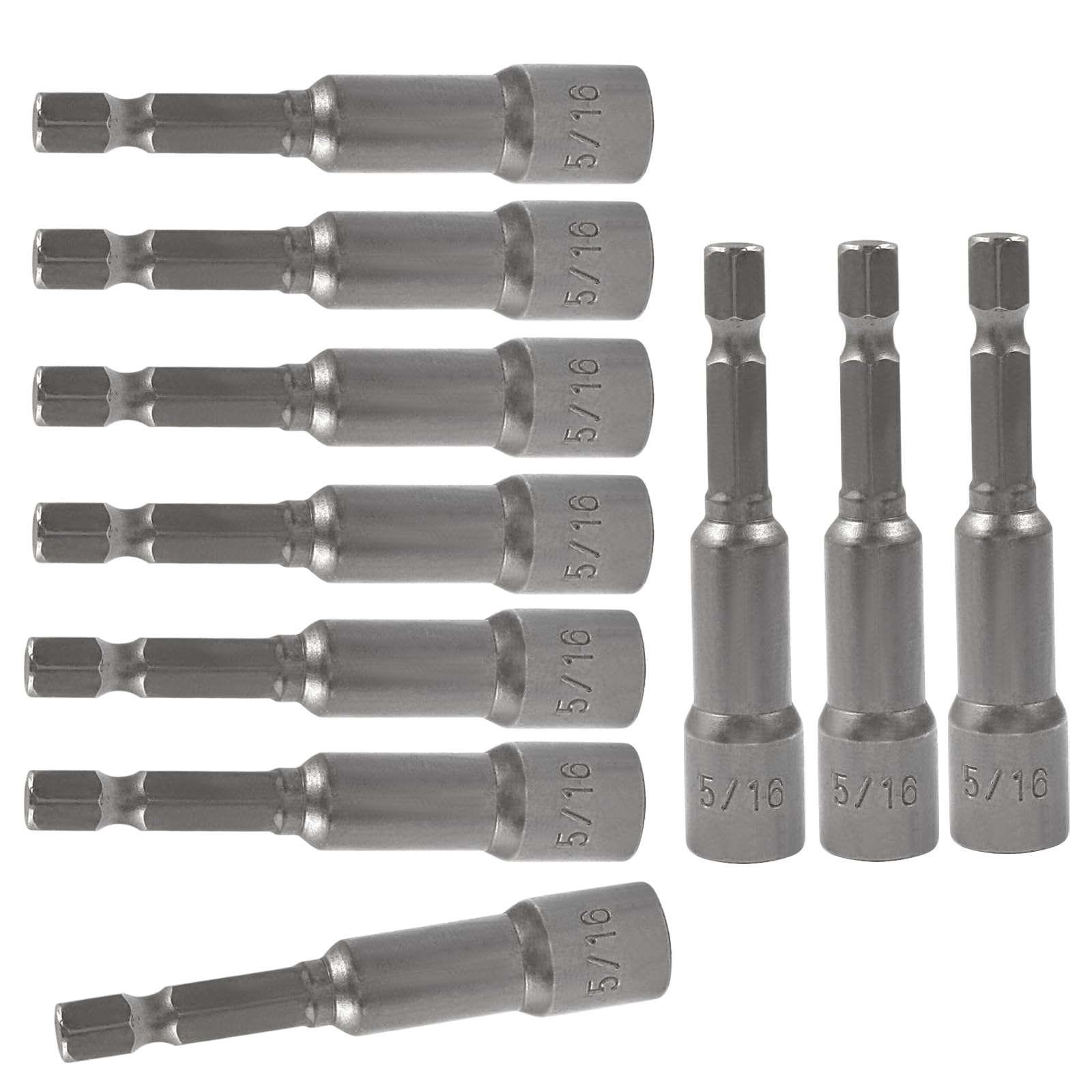 10 Pcs 5/16 Inch (8mm) Hex Nut Driver Magnetic Extension Socket Drill Bit Set - Quick-Change Power Nut Driver Bits with Hex Shank for Electric Drills - Perfect for Automotive Repairs, DIY Projects & Home Improvement Tasks