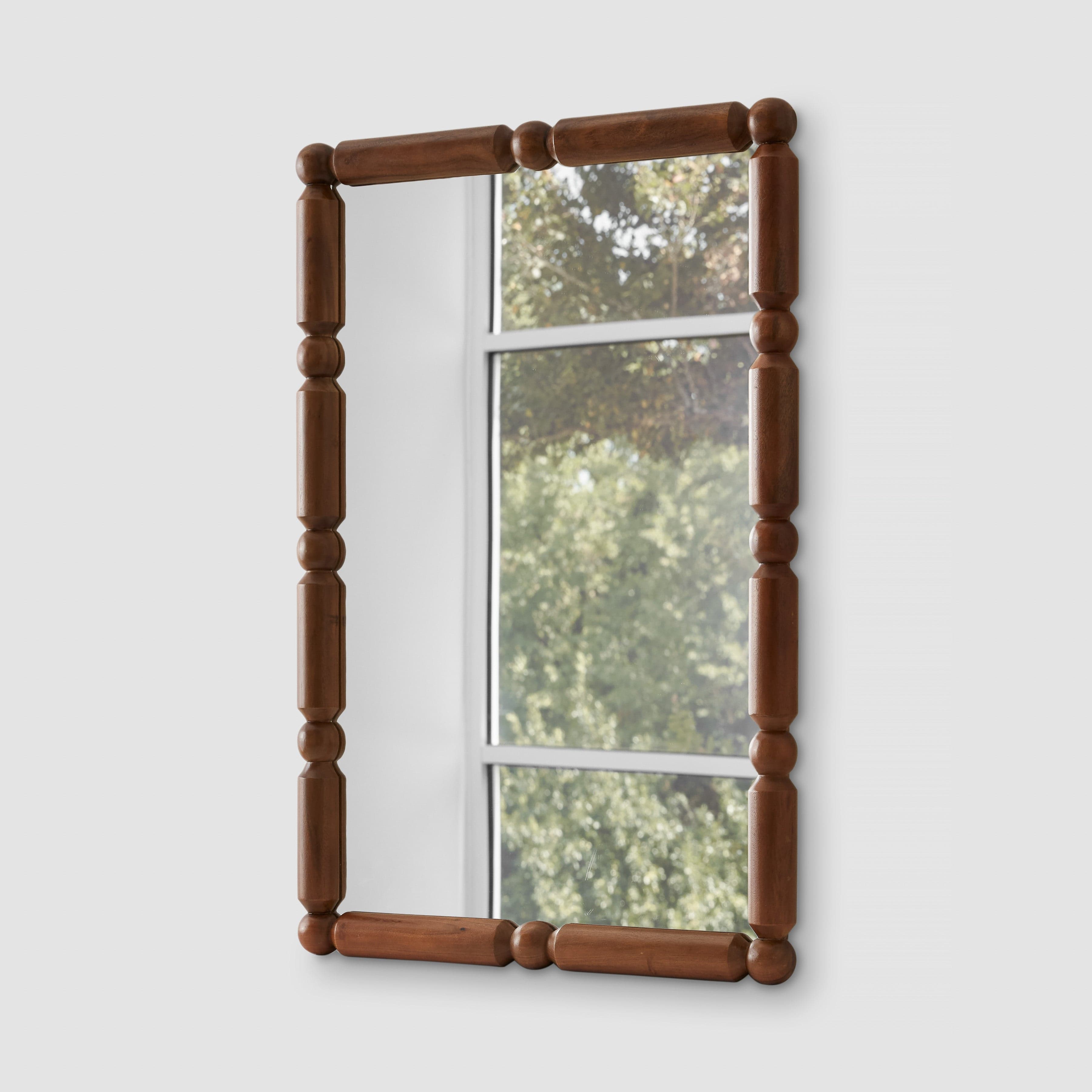 Kaia Wood Mirror - Handcrafted Full-Length Wall Mirror with Rustic Frame for Bedroom, Living Room & Entryway Decor
