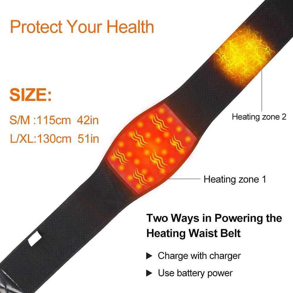 Wireless Heating Pad for Back Pain Relief - 7.4V 4400mAh Rechargeable Battery with 3 Heat Levels & 3 Vibration Modes - Heated Back Brace for Lumbar, Abdomen, Stomach & Waist Cramps - Perfect for Home, Office & Travel Use