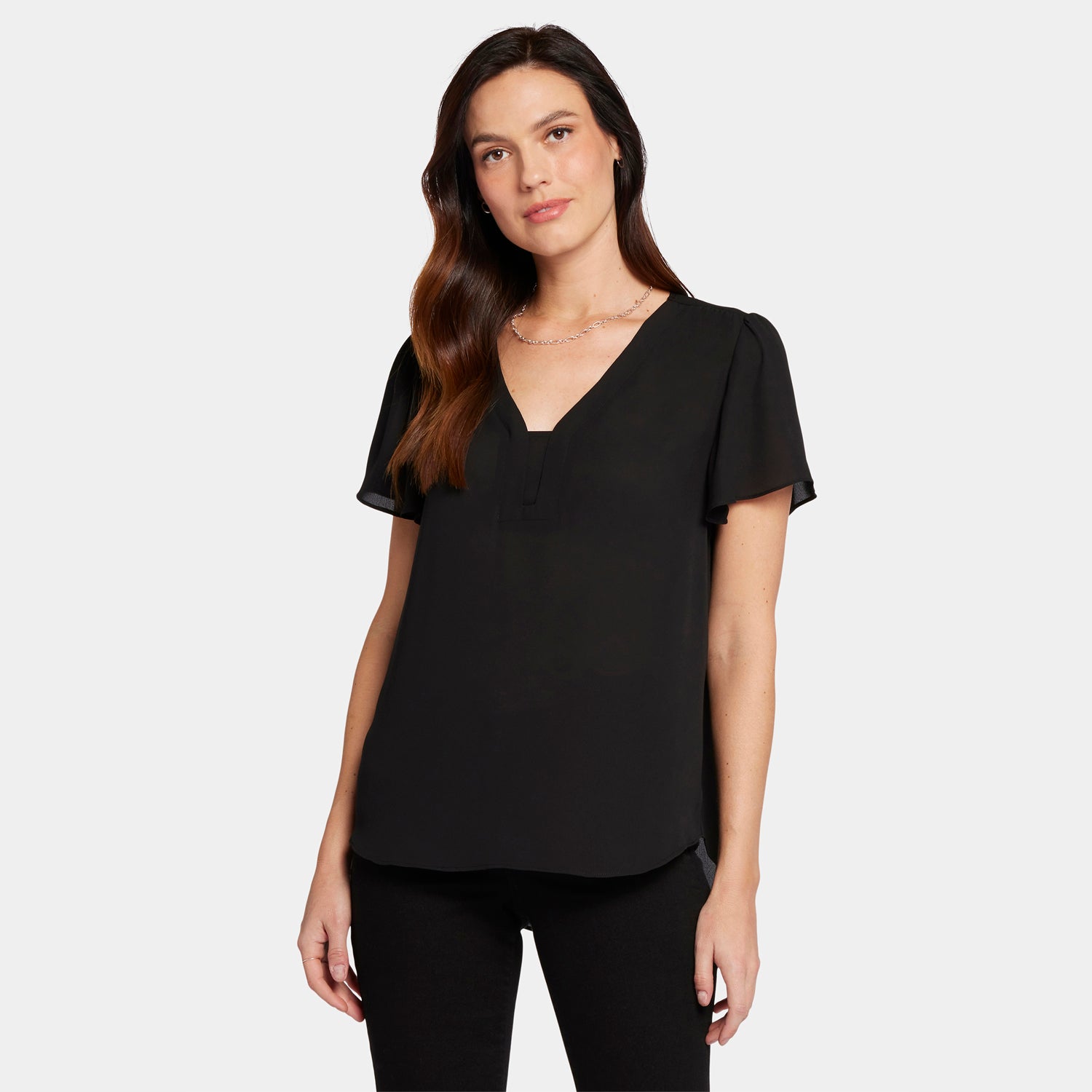 Elegant Flounce Sleeve Blouse for Women - Black Flowy Top for Office, Party & Date Night Outfits