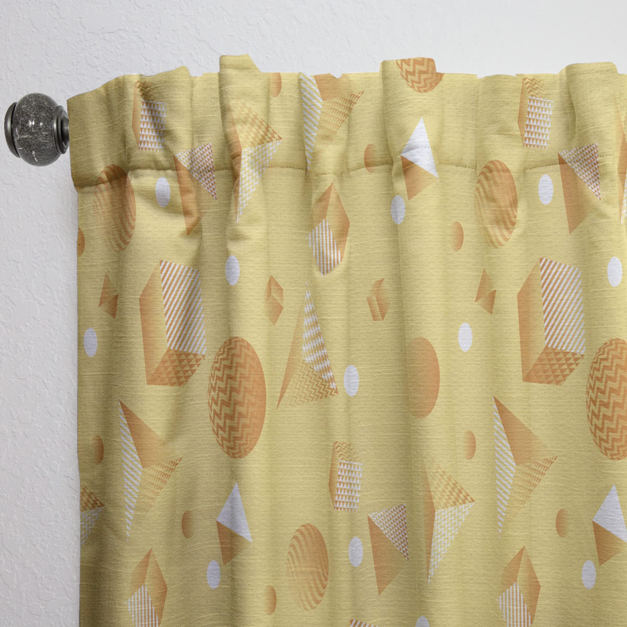 DesignQ Minimal Yellow Geometric Pattern Thermal Insulated Curtains - Single Panel 52x84 - Blackout Drapes for Bedroom & Living Room - Perfect for Modern Home Decor & Sunlight Control