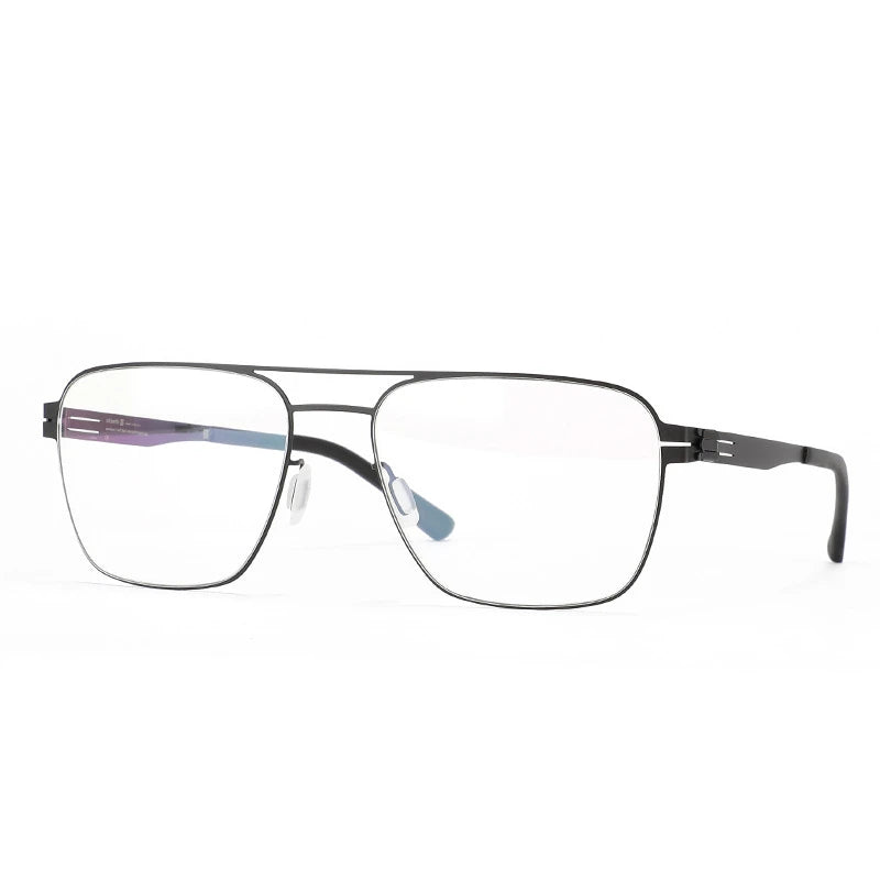 Stylish Black Square Double Bridge Women's Eyeglasses BM001 - Full Rim Stainless Steel Frame for Fashion & Everyday Wear