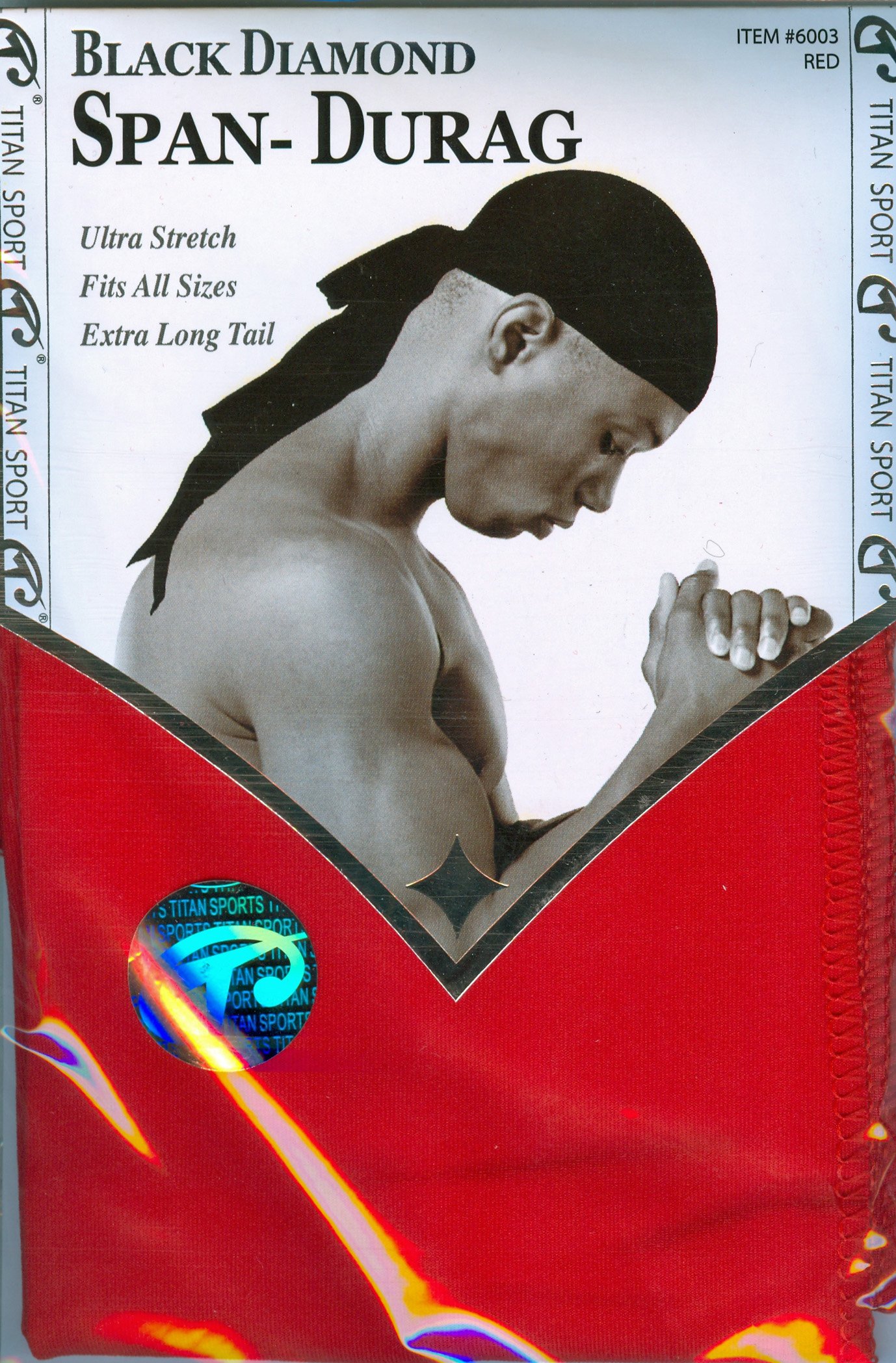 Titan Sport Black Diamond Span Durag Red - Premium Stretchy Headwrap for Men & Women - Perfect for Gym, Running, and Everyday Style