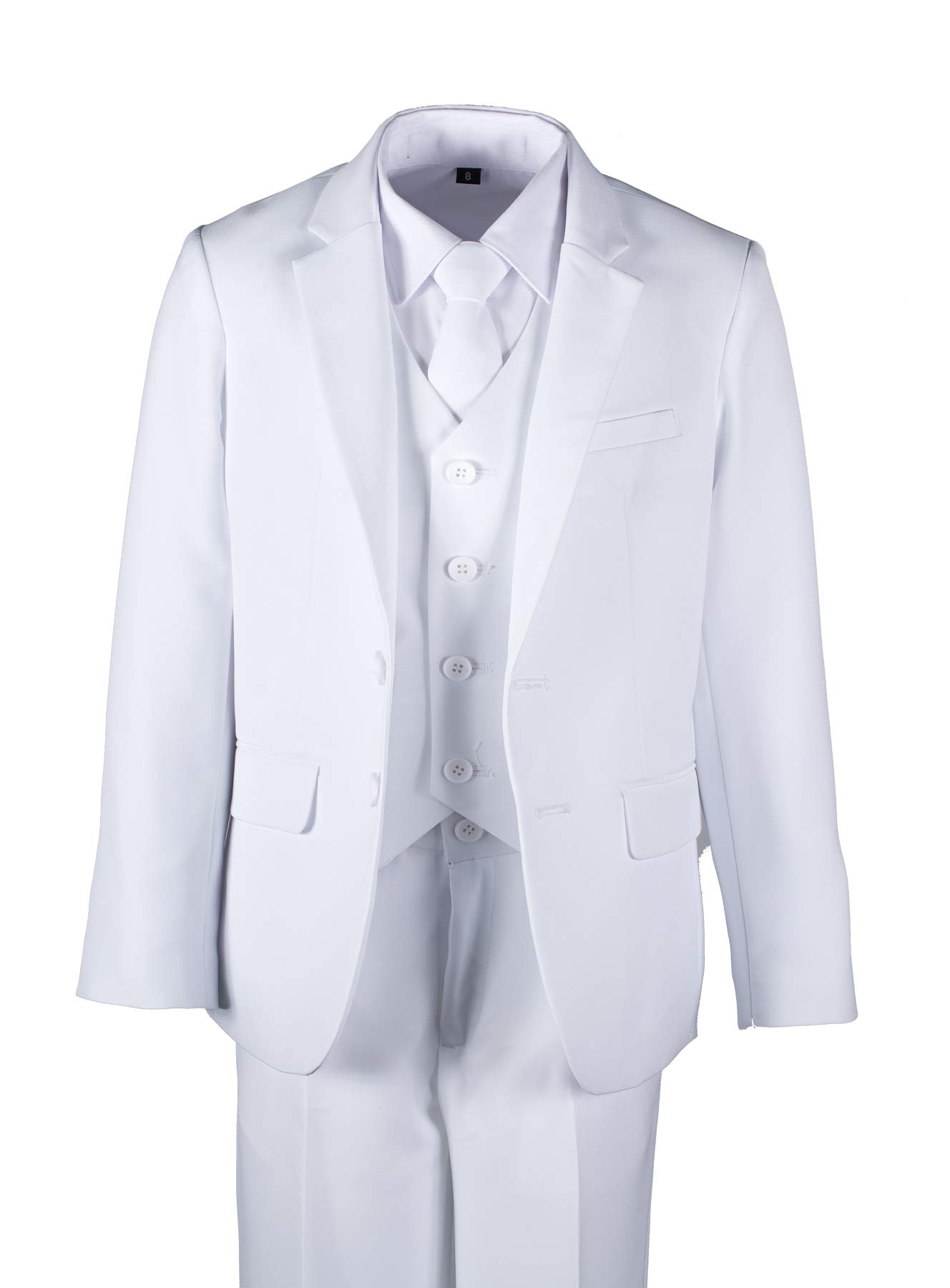Tuxgear Boys Husky White Suit with Vest and Neck Tie - Formal Wear for Kids, Weddings, Parties & Special Occasions
