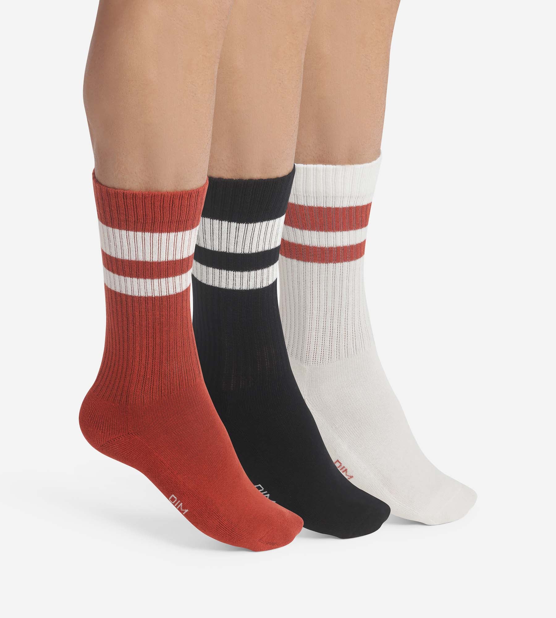 3 Pairs Men's Cotton Socks - Red EcoDim Sport Socks for Running, Hiking & Casual Wear