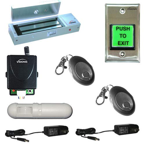 Visionis FPC-5356 Heavy Duty 1200lbs Electromagnetic Lock Kit - Outswinging Door Access Control System with Wireless Receiver, Remote & PIR Sensor for Commercial Security, Office Buildings & Gated Communities